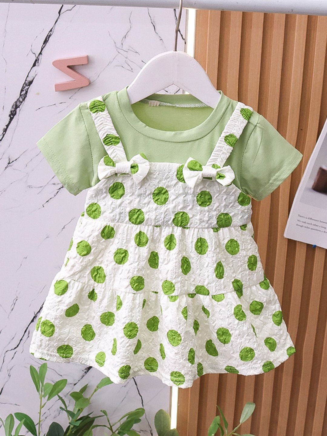 

YK Polka Dot Print A-Line Dress, Green