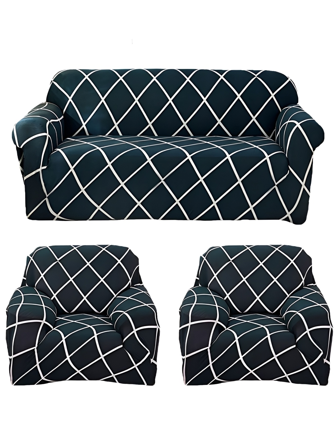 

KriShyam Green & White Printed 5 Seater Sofa Cover