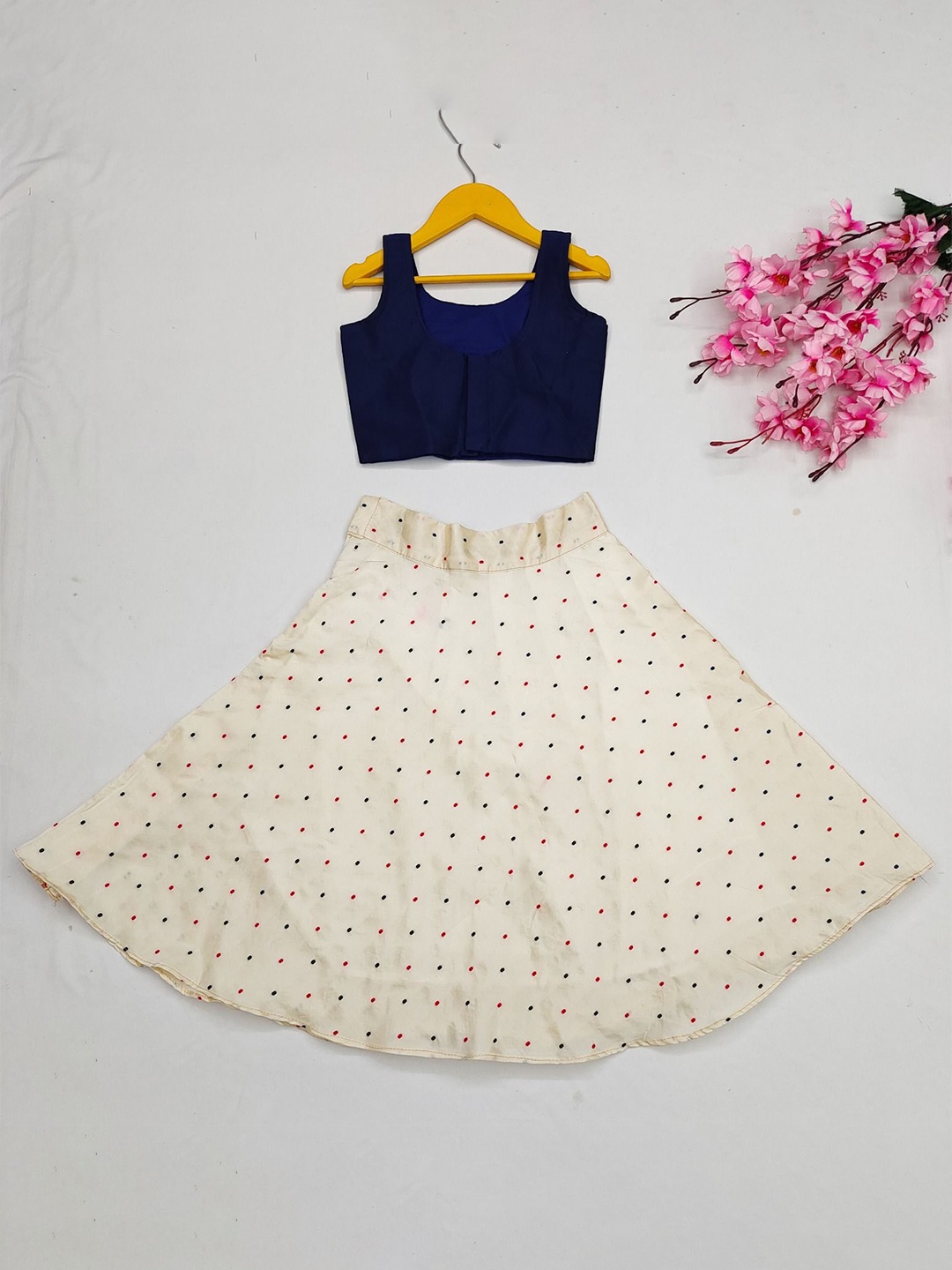 

DHRUV CREATION Girls Ready to Wear Lehenga &, Navy blue