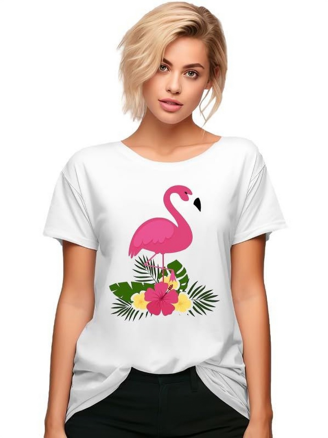 

VLAM Women Printed Pockets T-shirt, White
