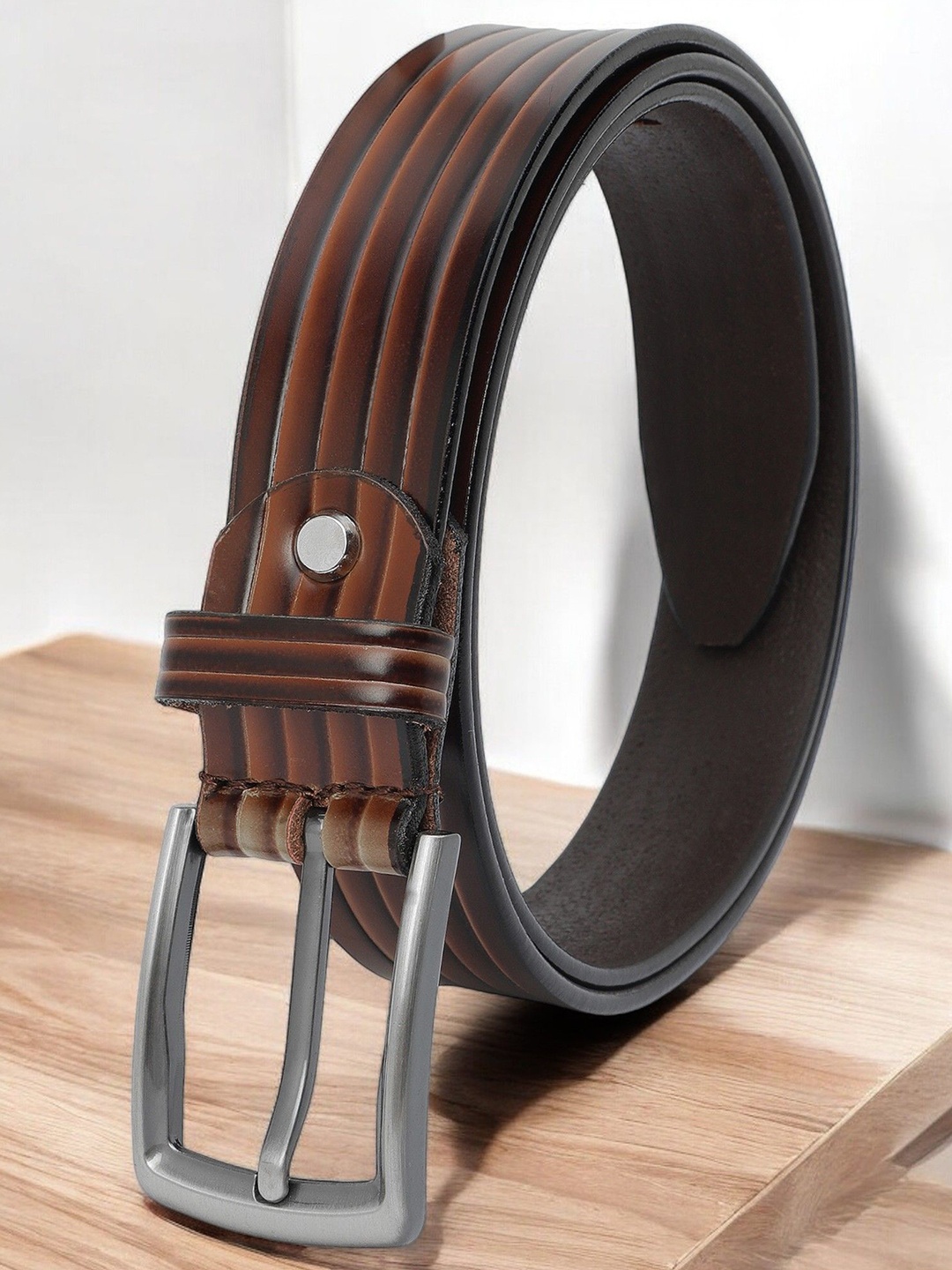 

Provogue Men Textured Leather Formal Belt, Brown