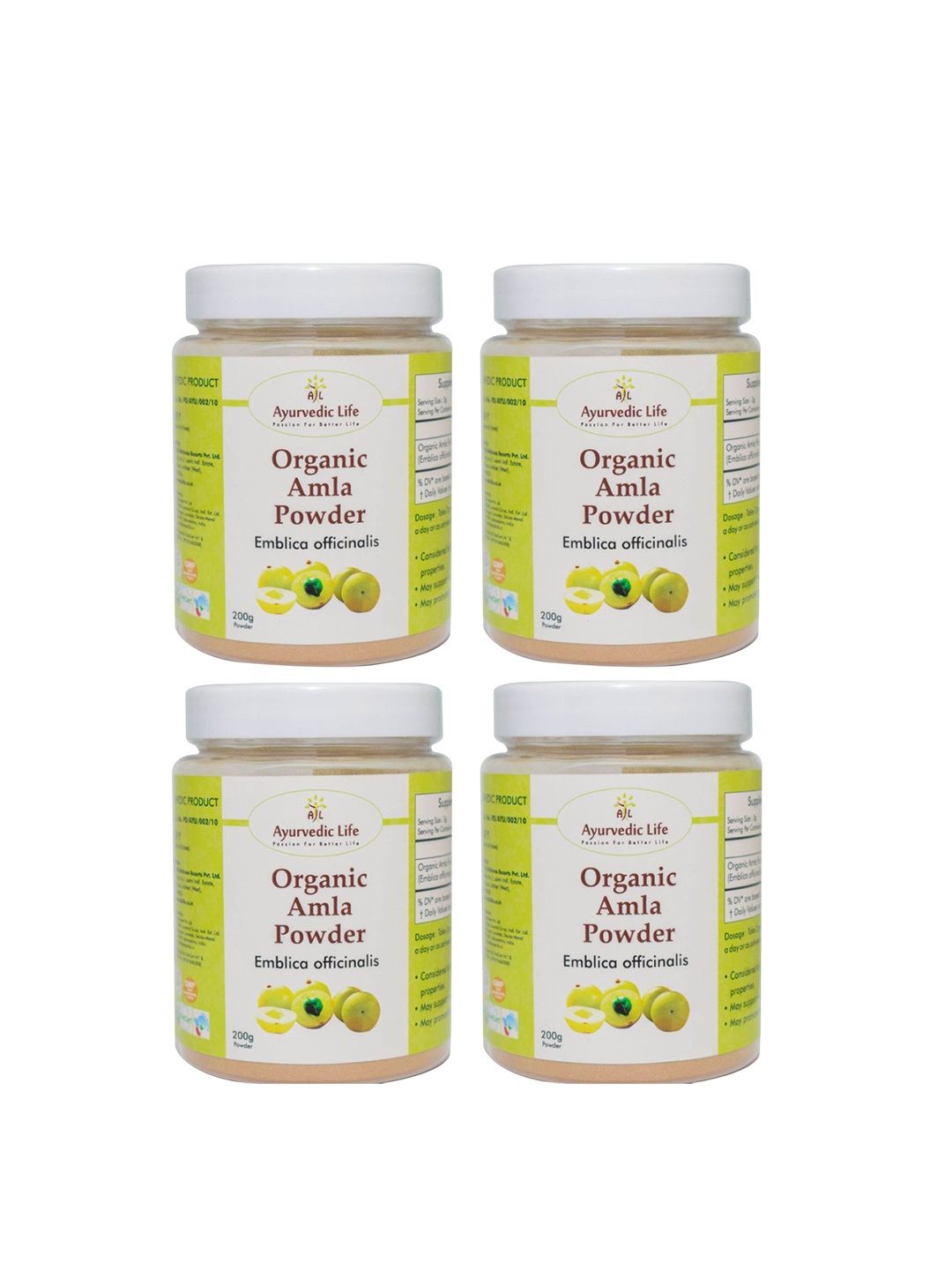 

Ayurvedic Life Set Of 4 Organic Amla Powder - 200 g Each, Na