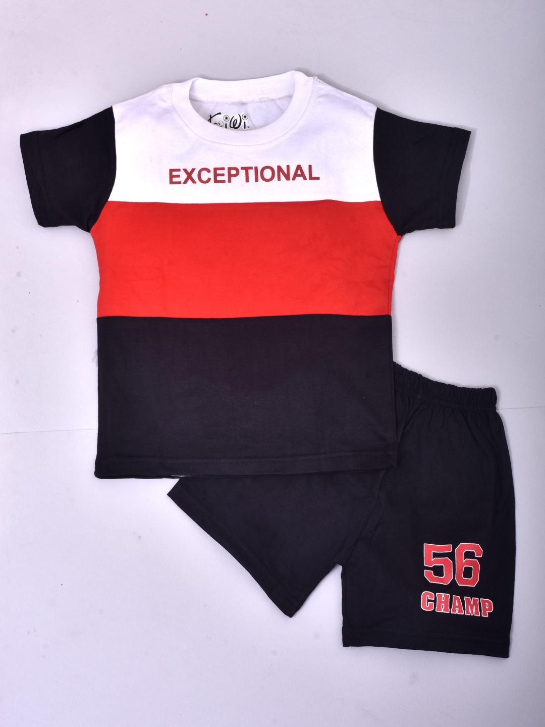 

BAESD Boys Colourblocked Round Neck Pure Cotton T-Shirt With Shorts, Black