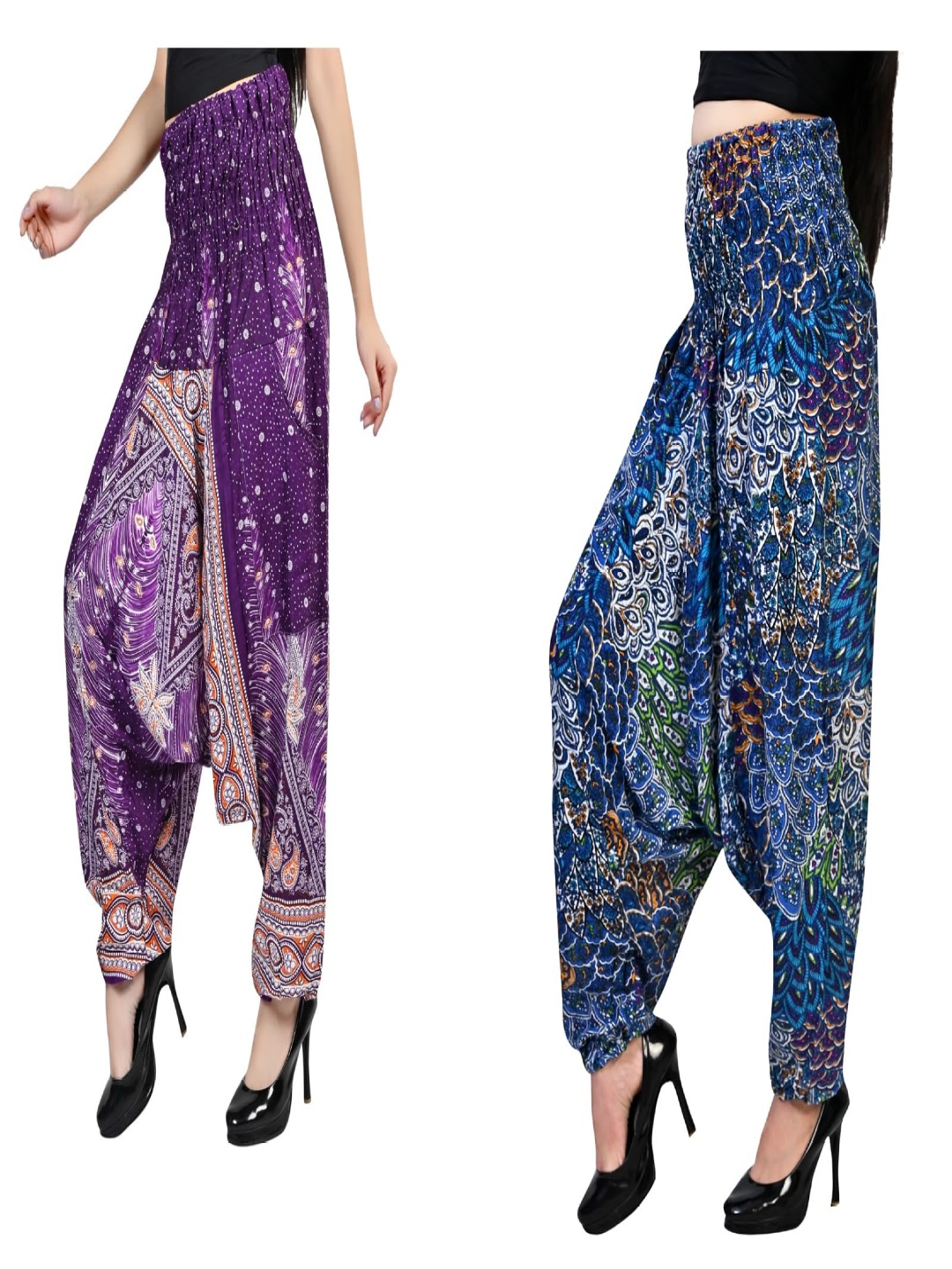 

NarNari Women Pack Of 2 Printed Harem Pants, Purple