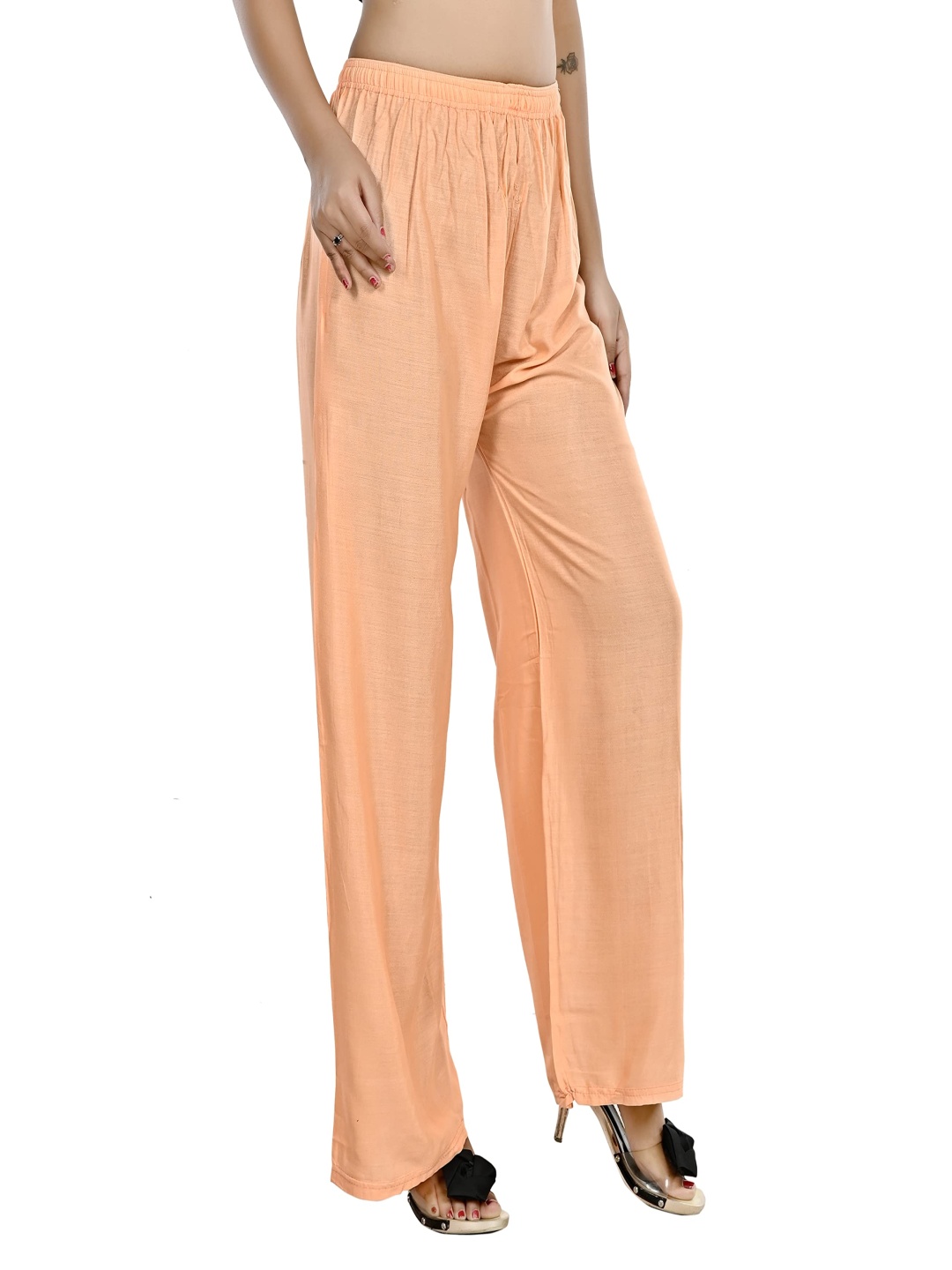 

NarNari Women Straight-Fit Palazzos, Peach