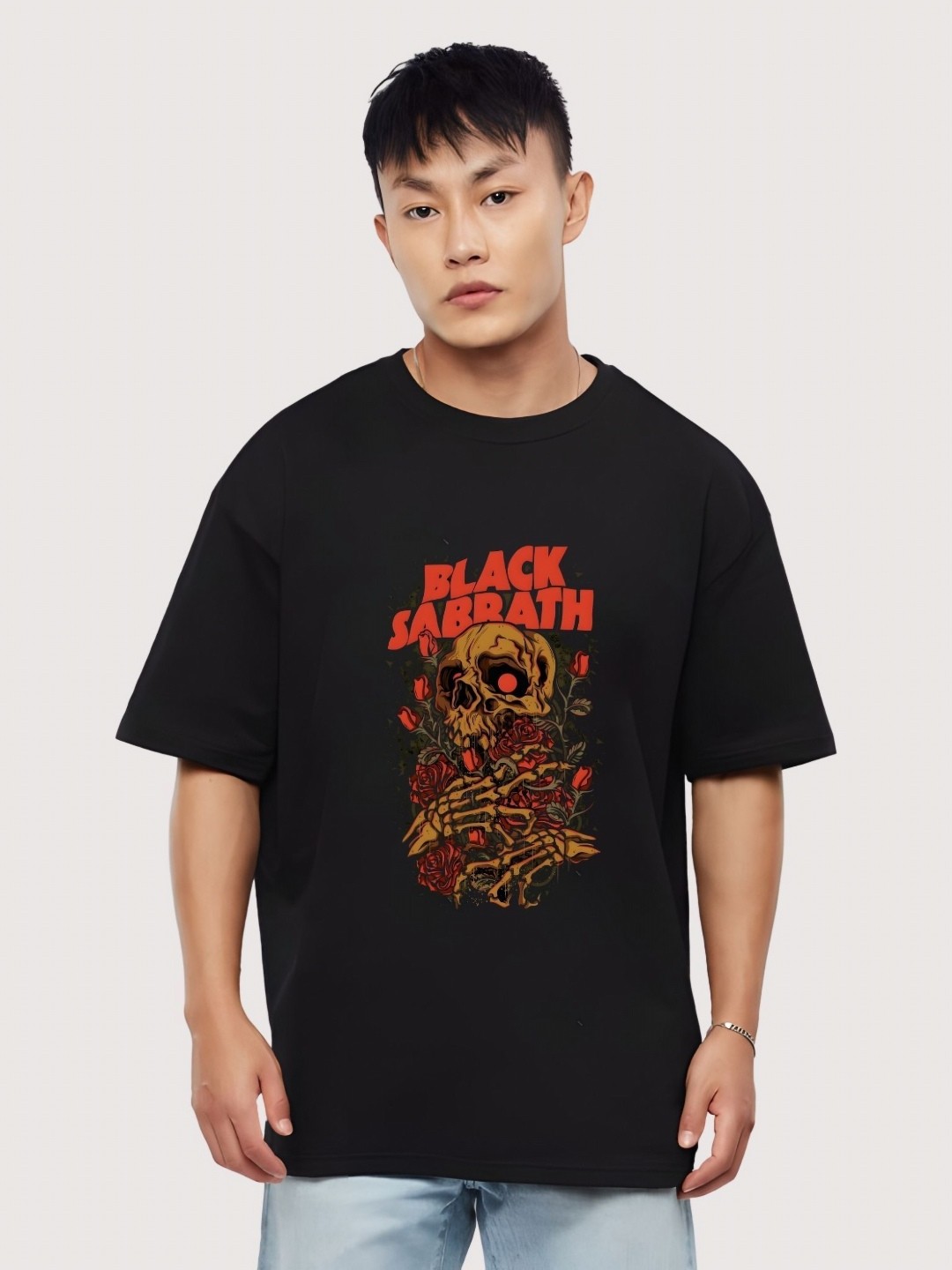 

Moda Rapido Men Drop-Shoulder Sleeves T-shirt, Black