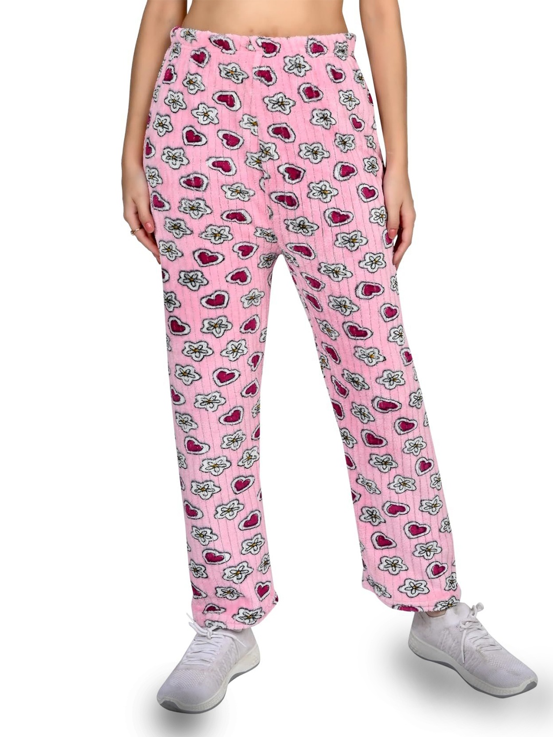 

NarNari Women Printed Straight Trousers, Pink