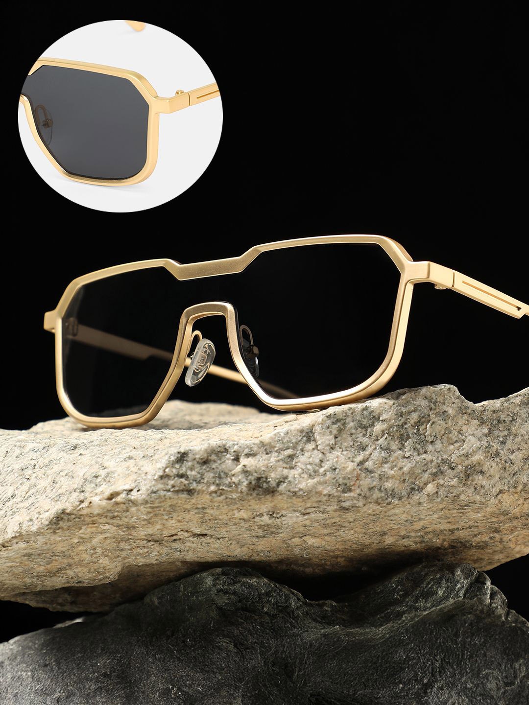 

HAUTE SAUCE by Campus Sutra Women's The Cyborg Wayfarer Sunglass AW25_HSSG2811, Gold
