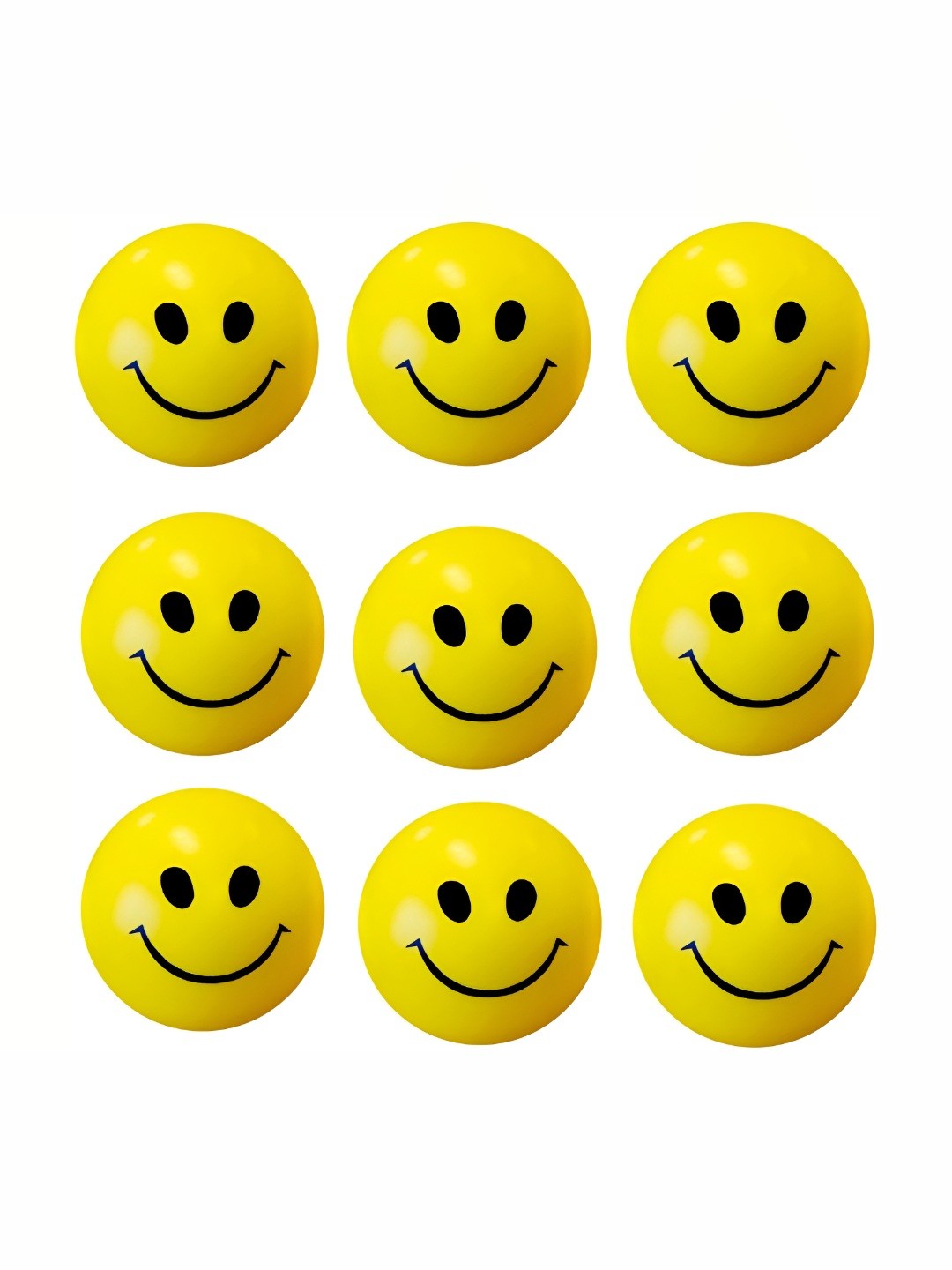

HackerX 9-Pcs Smiley Printed Stress Reliever Squeeze Balls, Yellow