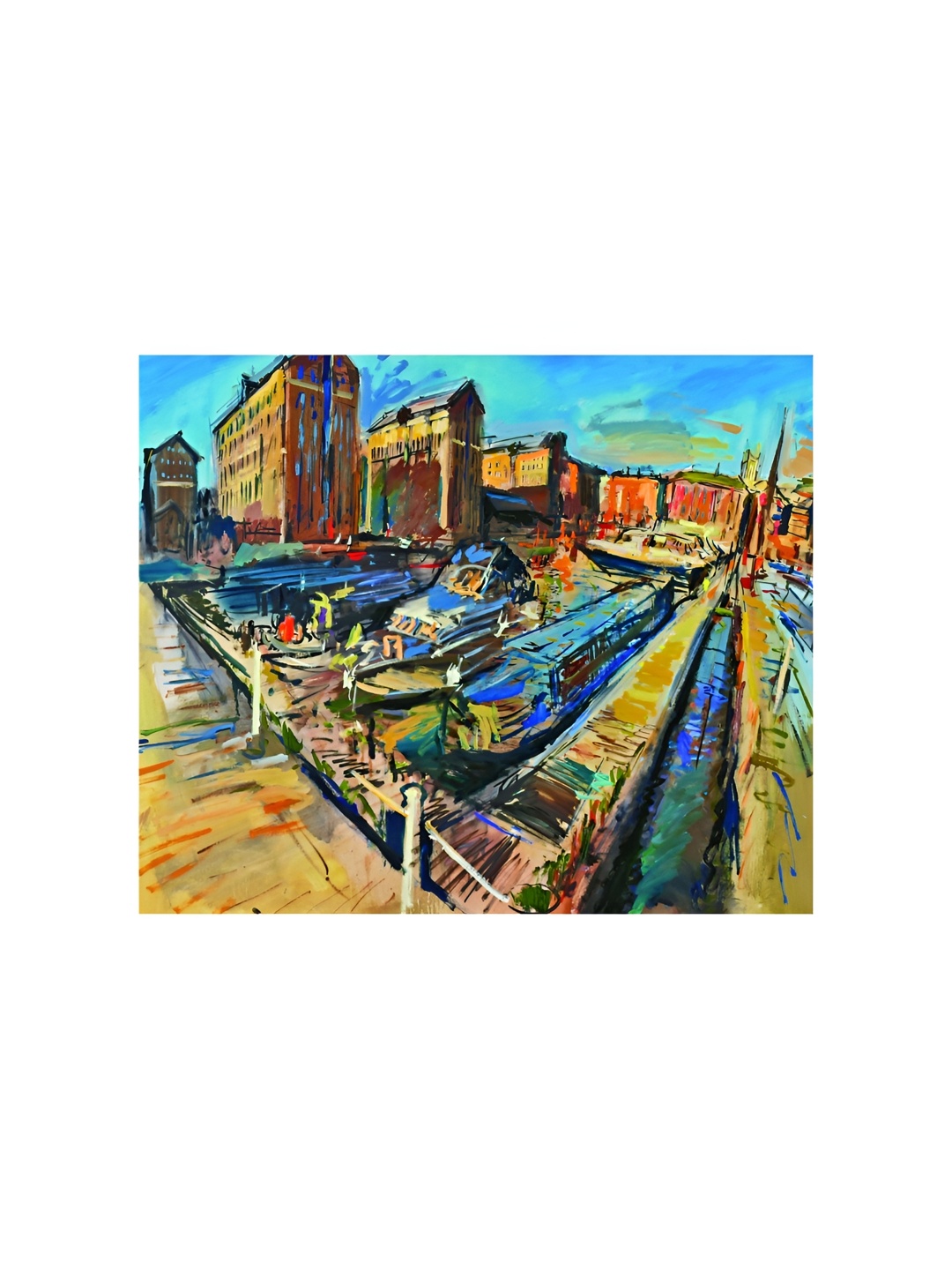

Inephos Brown & Blue Harbour Printed Canvas Wall Art