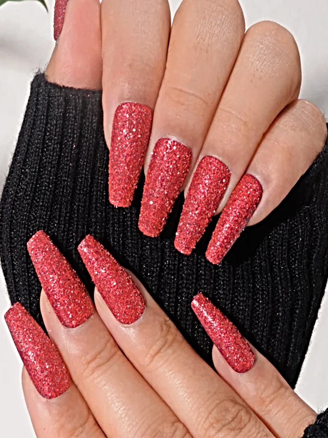 

Proplady Set Of 24 French Manicure Glittery Reusable Artificial Press On Nails - Red