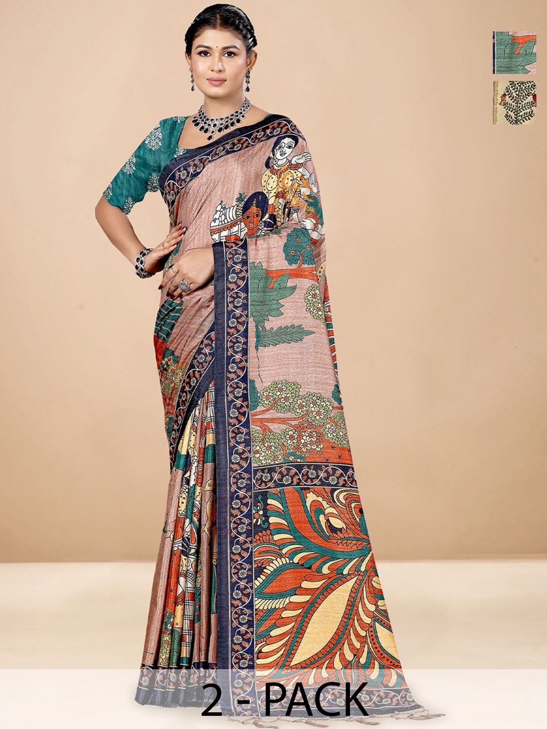 

Anouk Rustic Ethnic Motifs Poly Crepe Saree, Brown