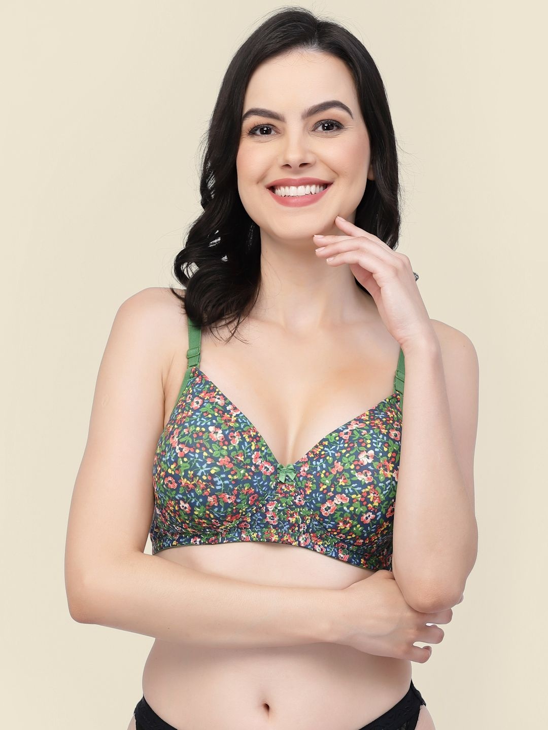 

StyleCast Women Floral Printed Full Coverage Lightly Padded Bra, Green