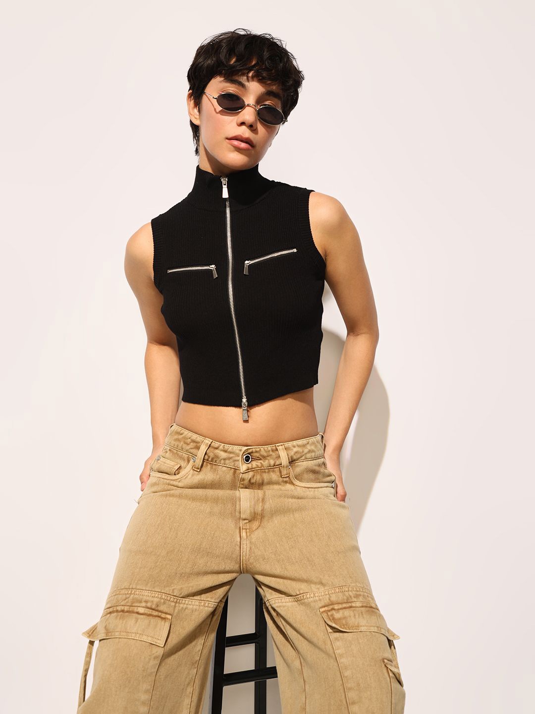 

ONLY Women Sleeveless Tank Crop Top, Black
