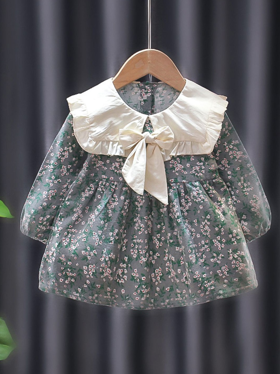 

YK Girls Floral Print Fit & Flare Dress, Green
