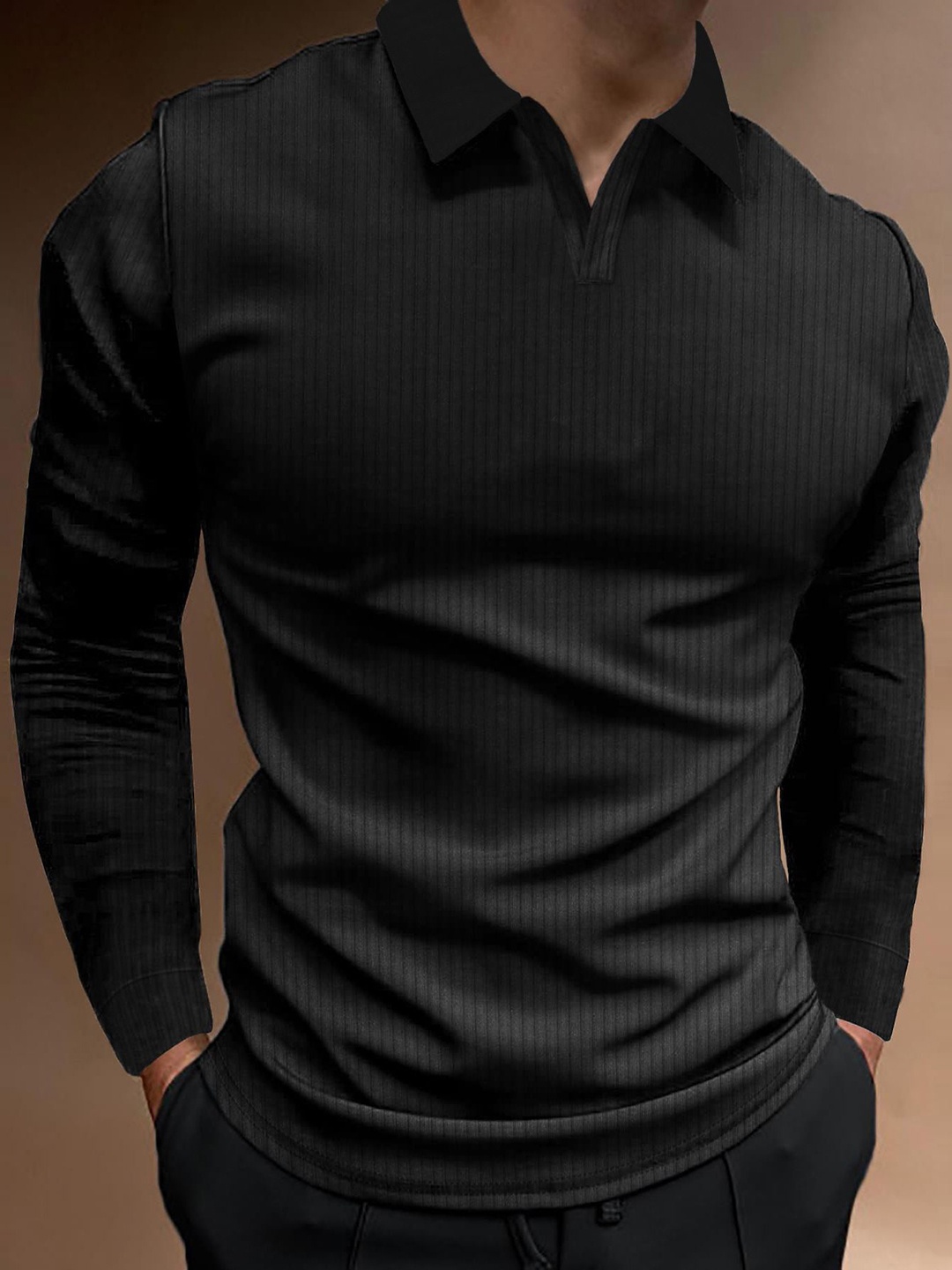 

StyleCast x Revolte Men Polo Collar T-shirt, Black