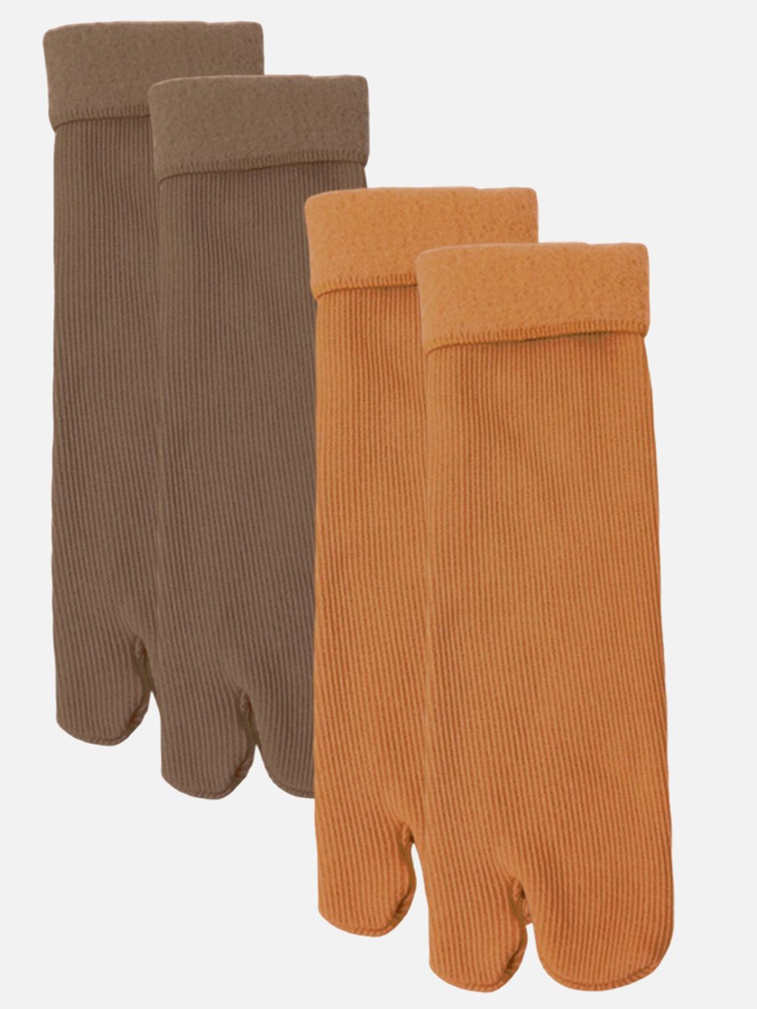 

StyFun Women Pack Of 2 Calf Length Thumb Socks, Orange