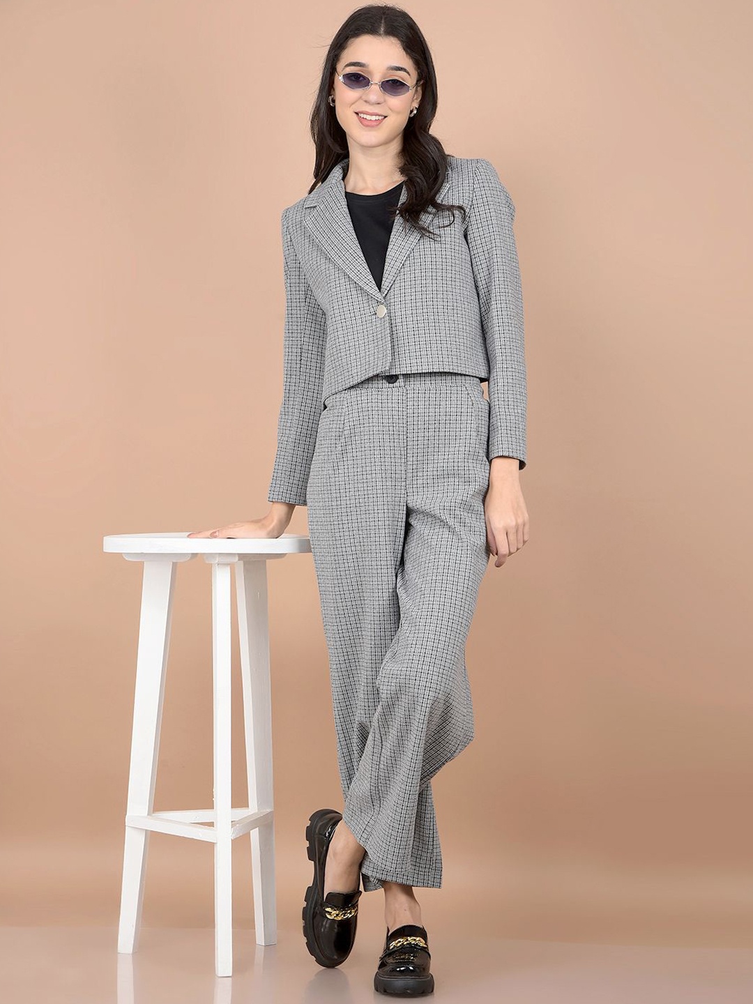 

Crimsoune Club Checked Blazer With Trousers, Black