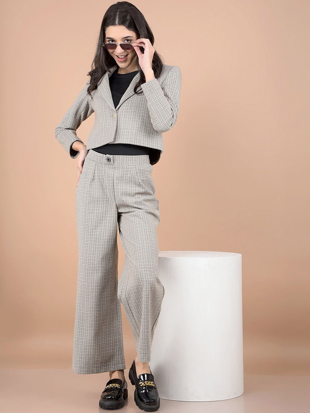 

Crimsoune Club Checked Lapel Collar Blazer & Trouser, Grey