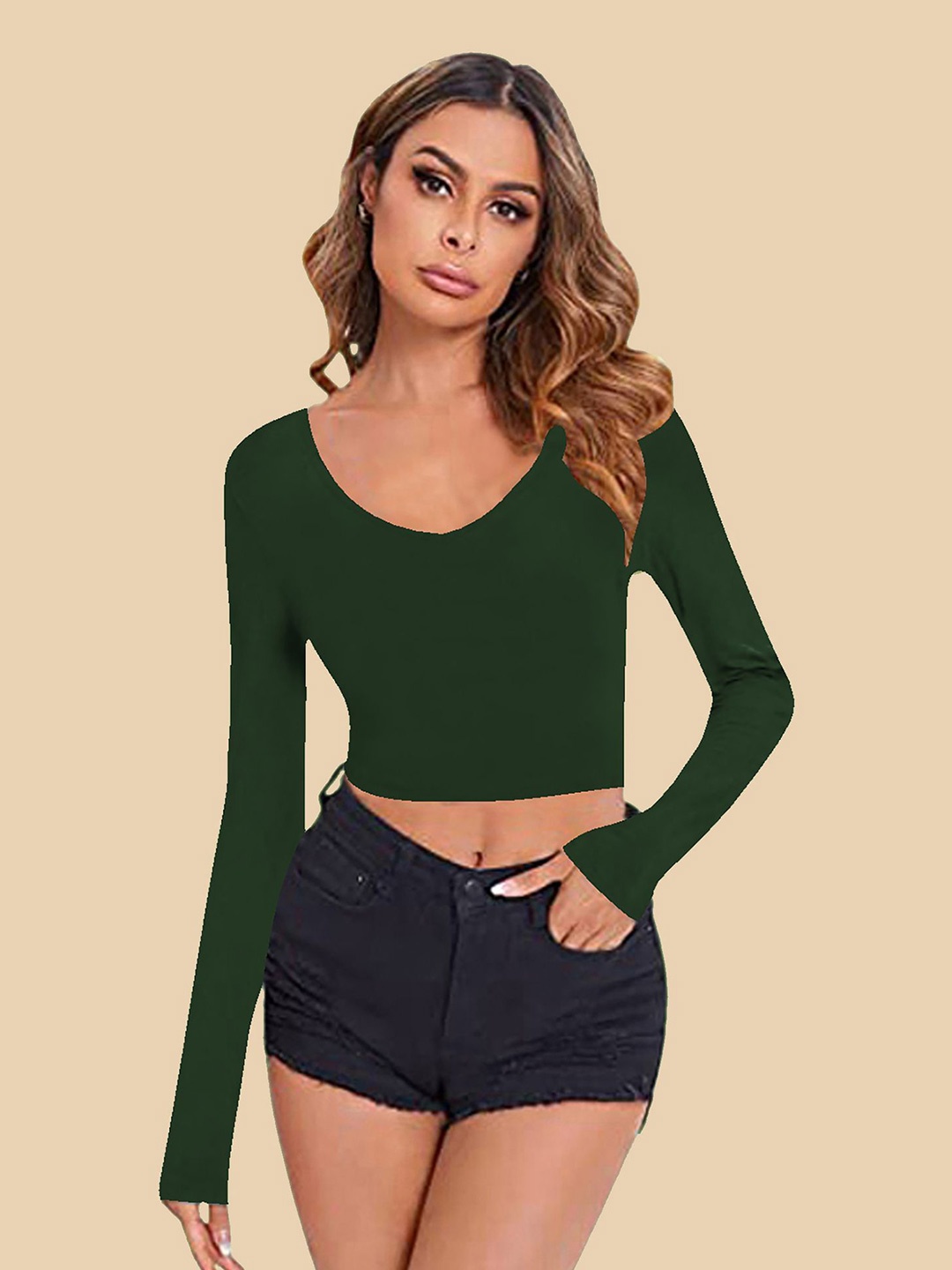 

Dream Beauty Fashion Fitted Crop Top, Green