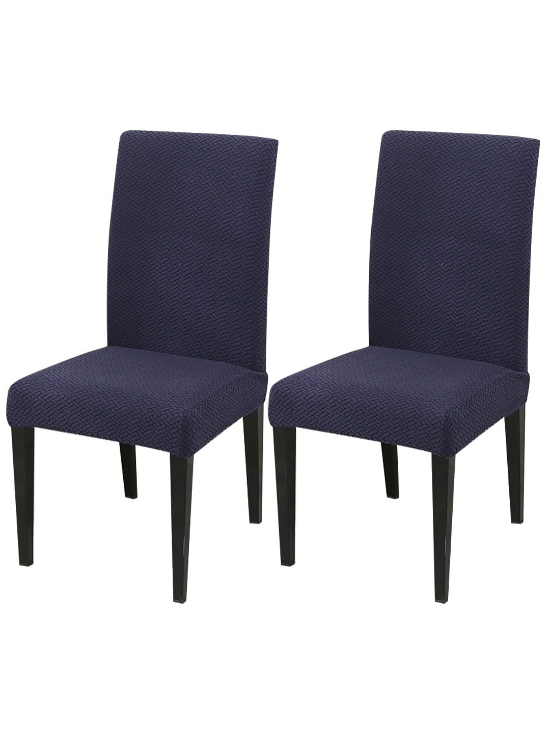 

HOUSE OF QUIRK 2-Pcs Textured Washable ChairCover, Navy blue