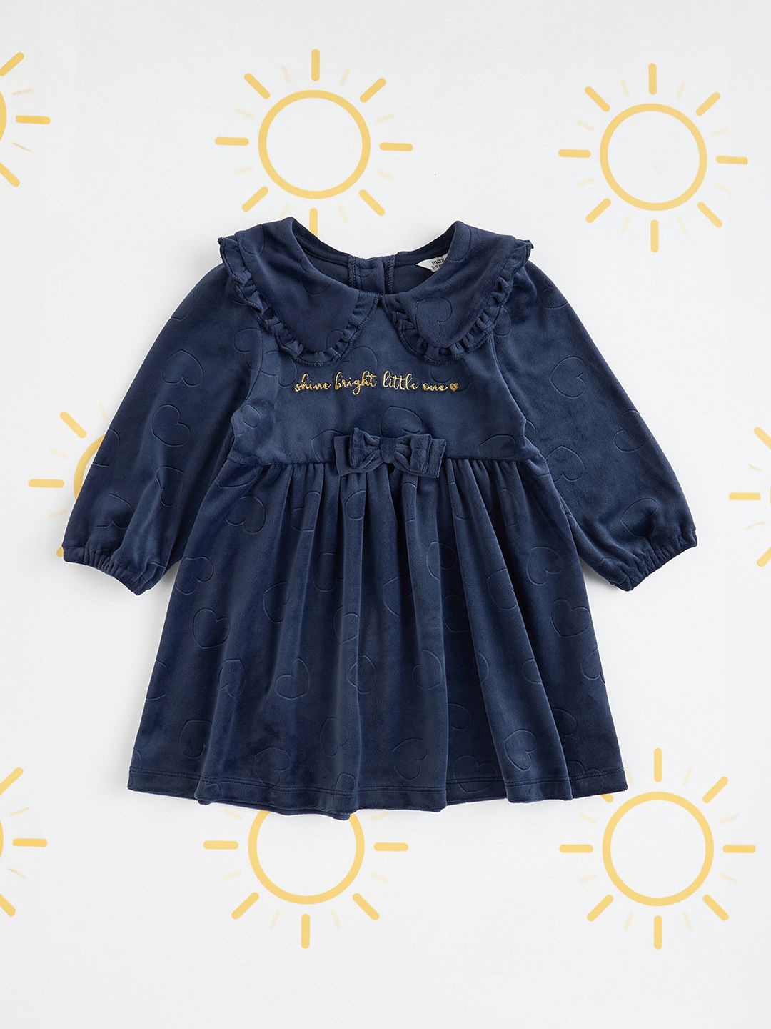 

max Girls Peter Pan Collar Fit and Flare Dress, Blue