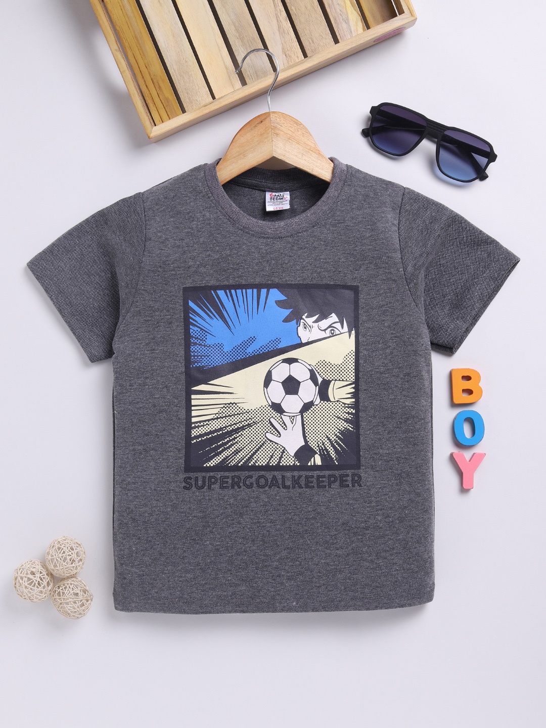 

Here&Now X Game Begins Boys Typography Print T-shirt, Grey