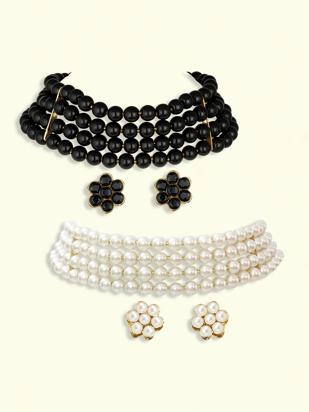 

Peora Set Of 2 Gold-Plated Stone Studded Jewellery Set, Black