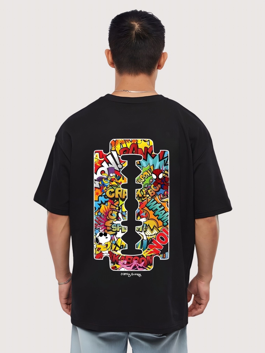 

Moda Rapido Men Drop-Shoulder Sleeves T-shirt, Black