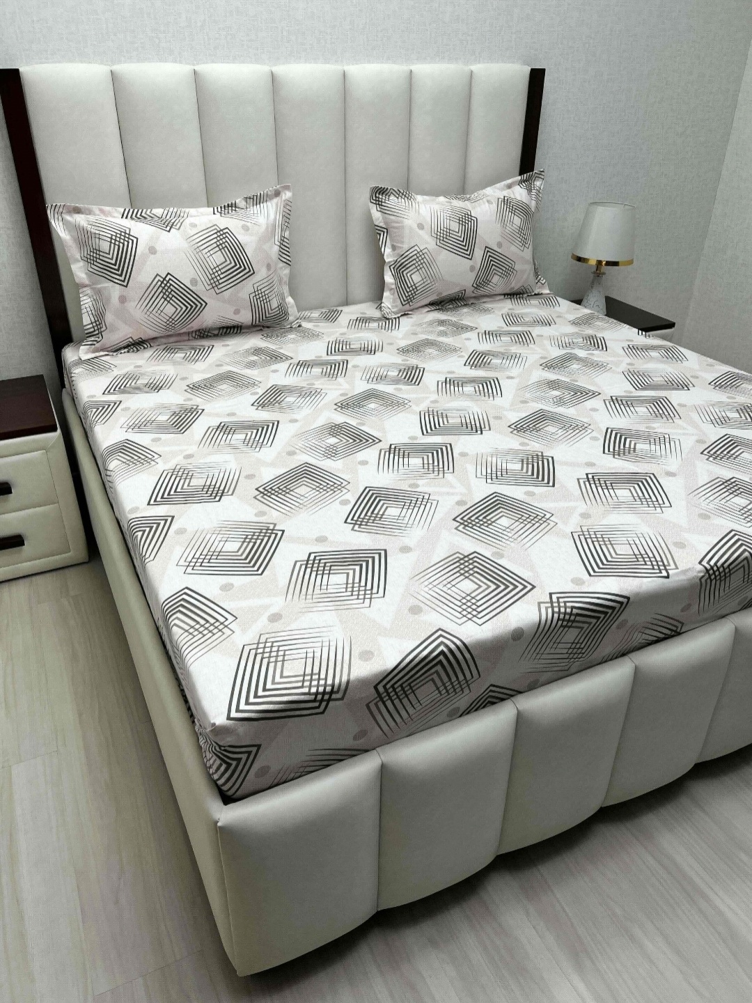 

Pure Decor Royal Passion Grey Printed Pure Cotton 250TC Queen Bedsheet Sets 2.28m x 2.54m