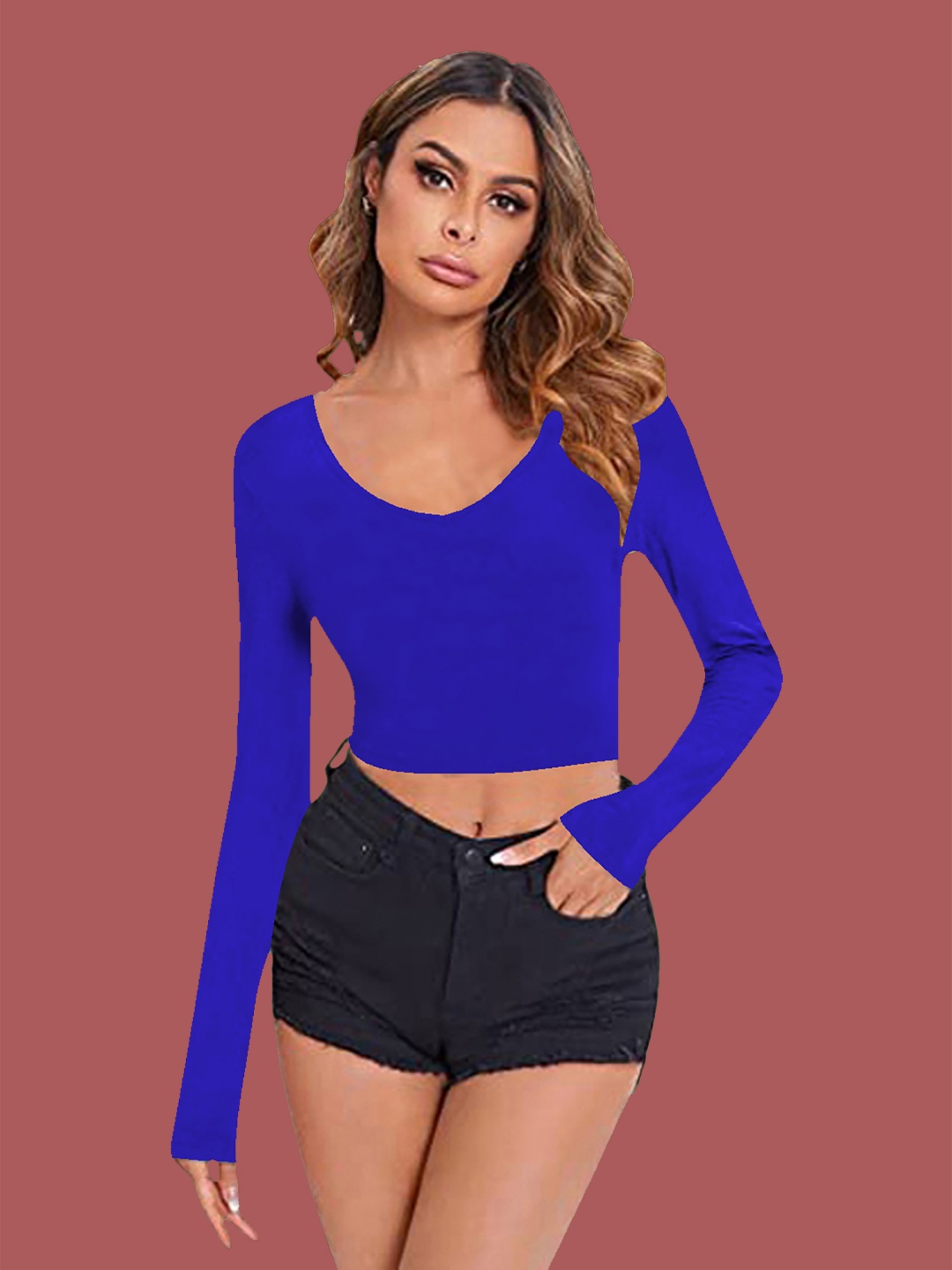 

Dream Beauty Fashion Women Fitted Crop Top, Blue