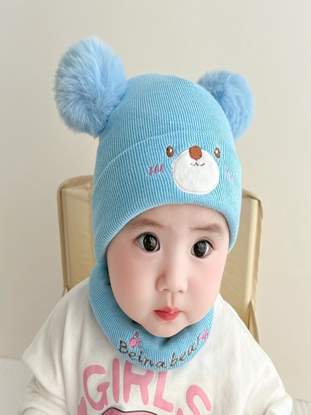 

REFFER Kids Self Design Woollen Beanie, Blue
