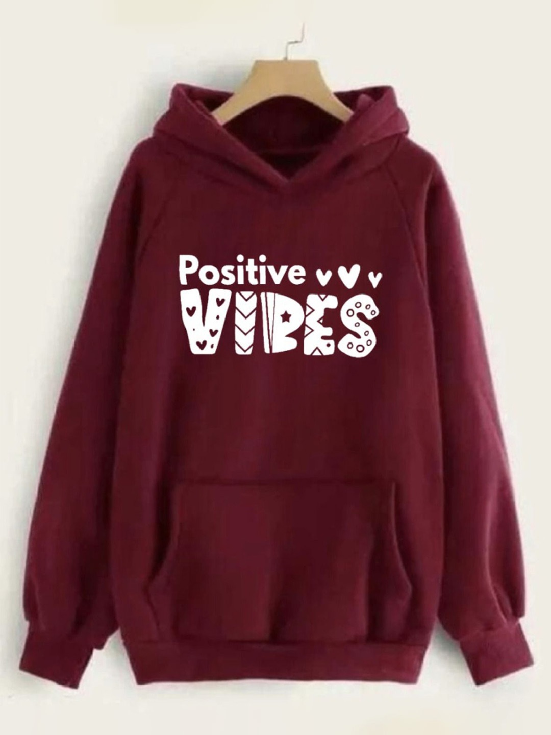 

KASHIAN Women Printed Hooded Sweatshirt, Maroon