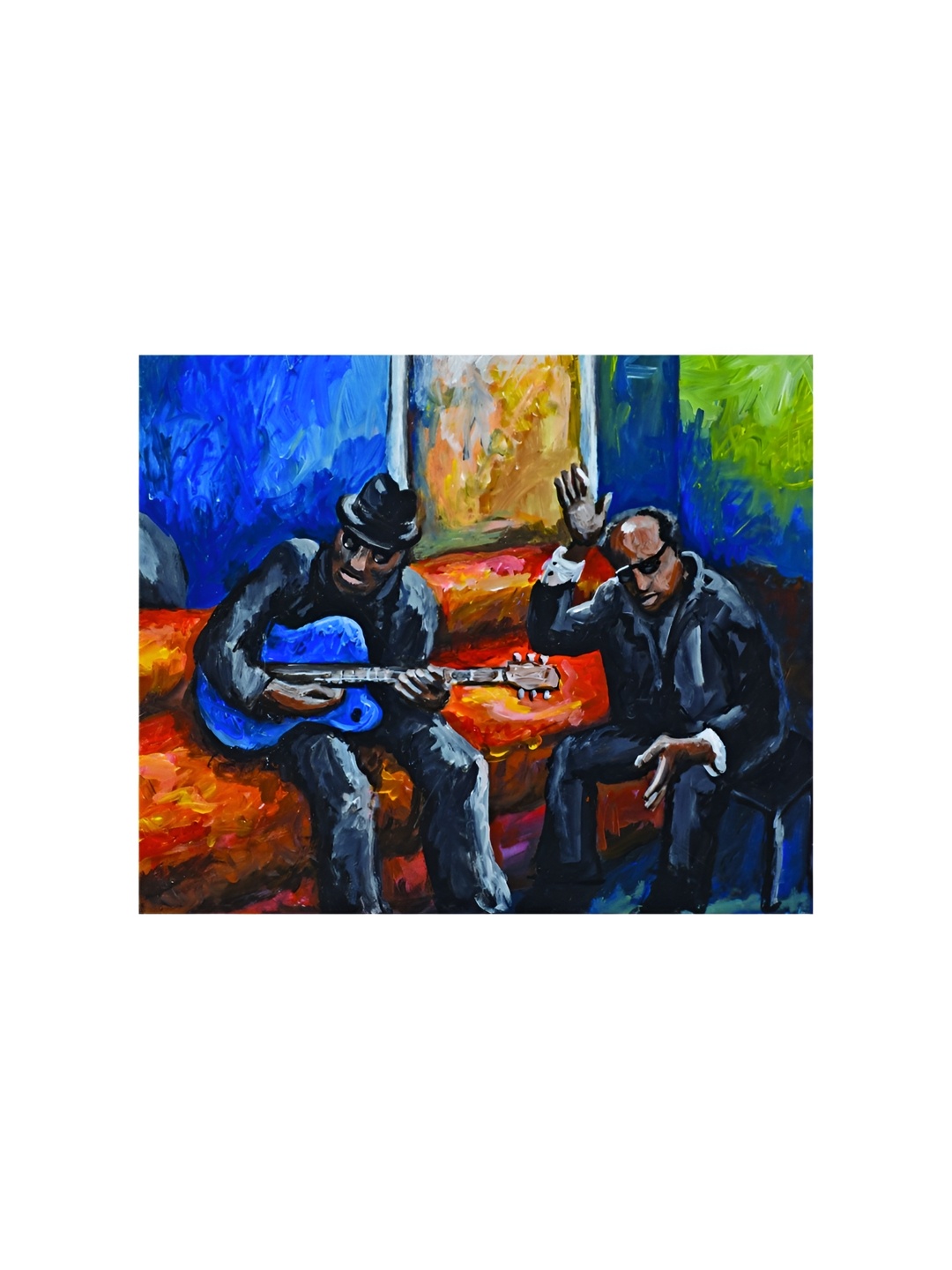 

Inephos Music Connecting People Blue & Red Canvas Painting Wall Art