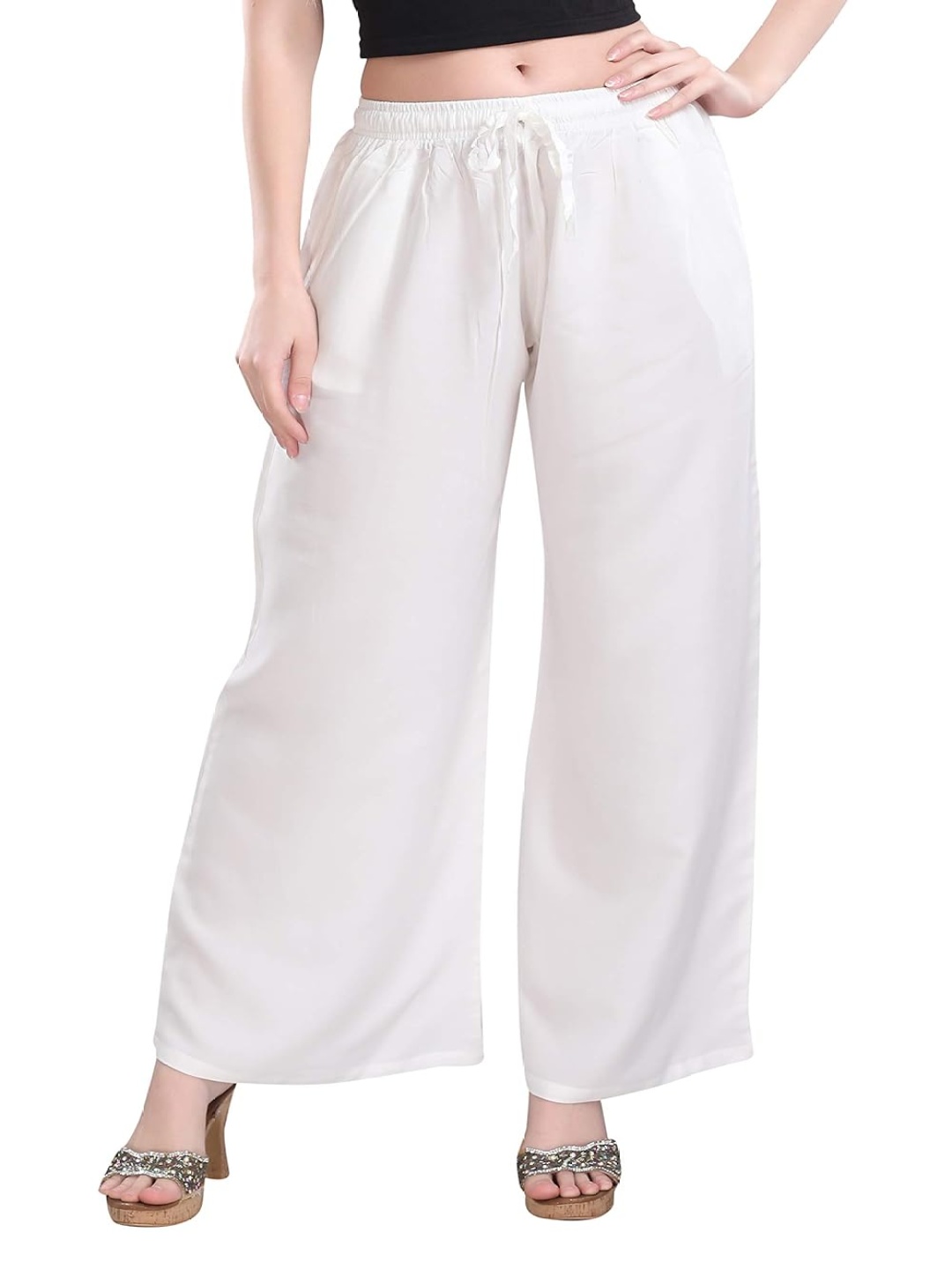 

DREAM & DZIRE Women Flared Palazzos, White