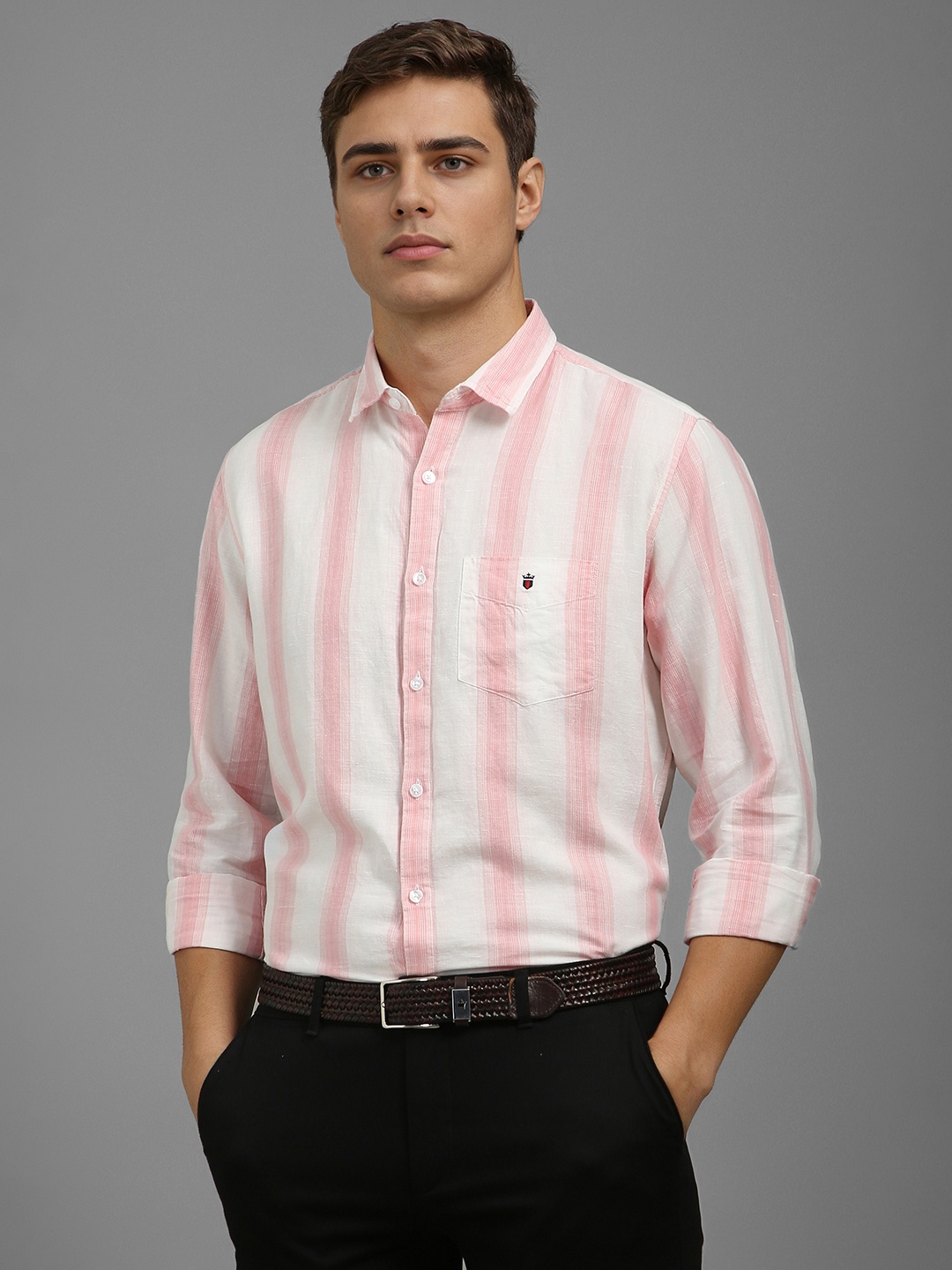 

Louis Philippe Sport Men Slim Fit Vertical Striped Casual Shirt, White