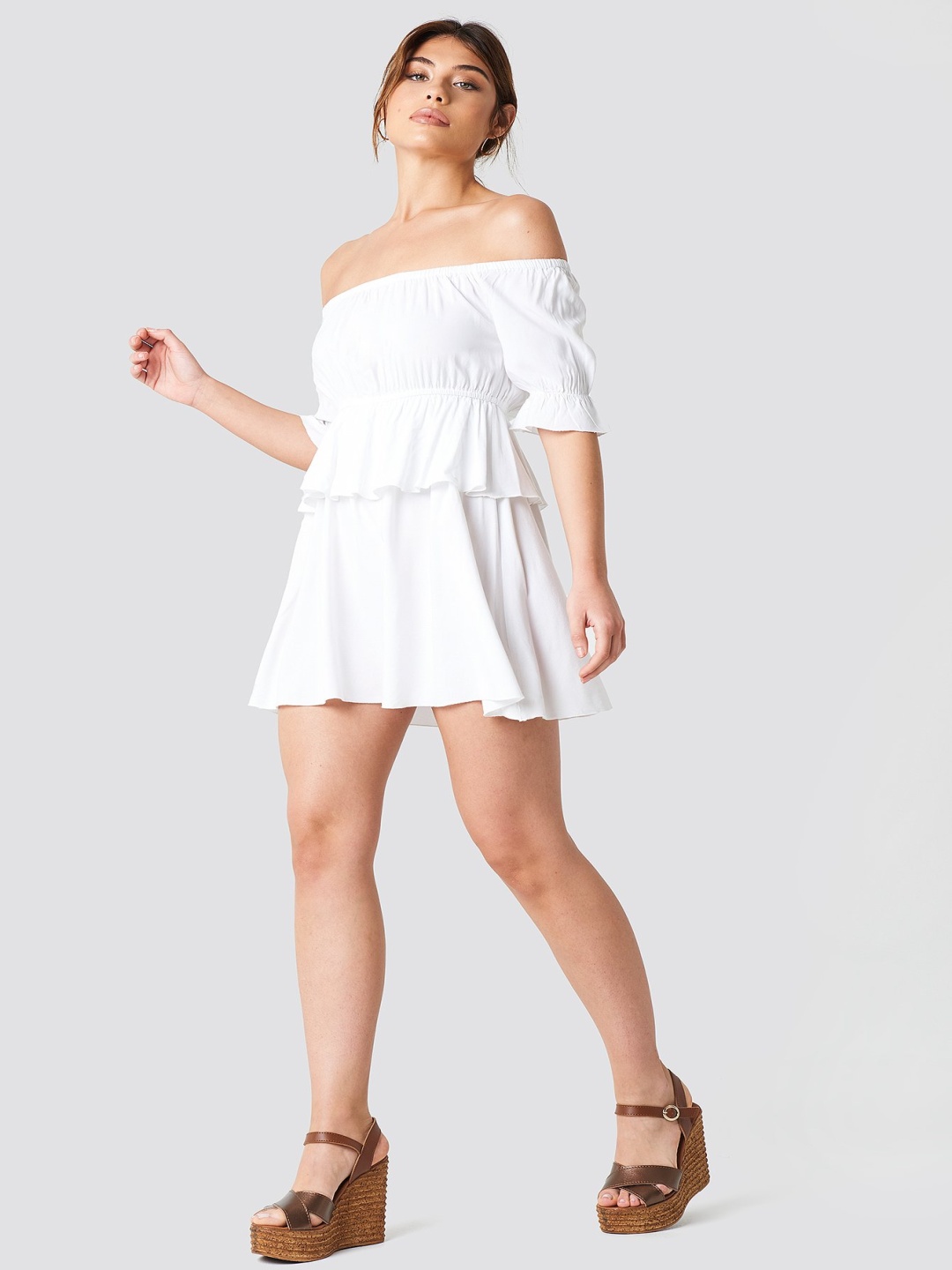 

Roadster Georgette Solid Mini A Line Dress, White