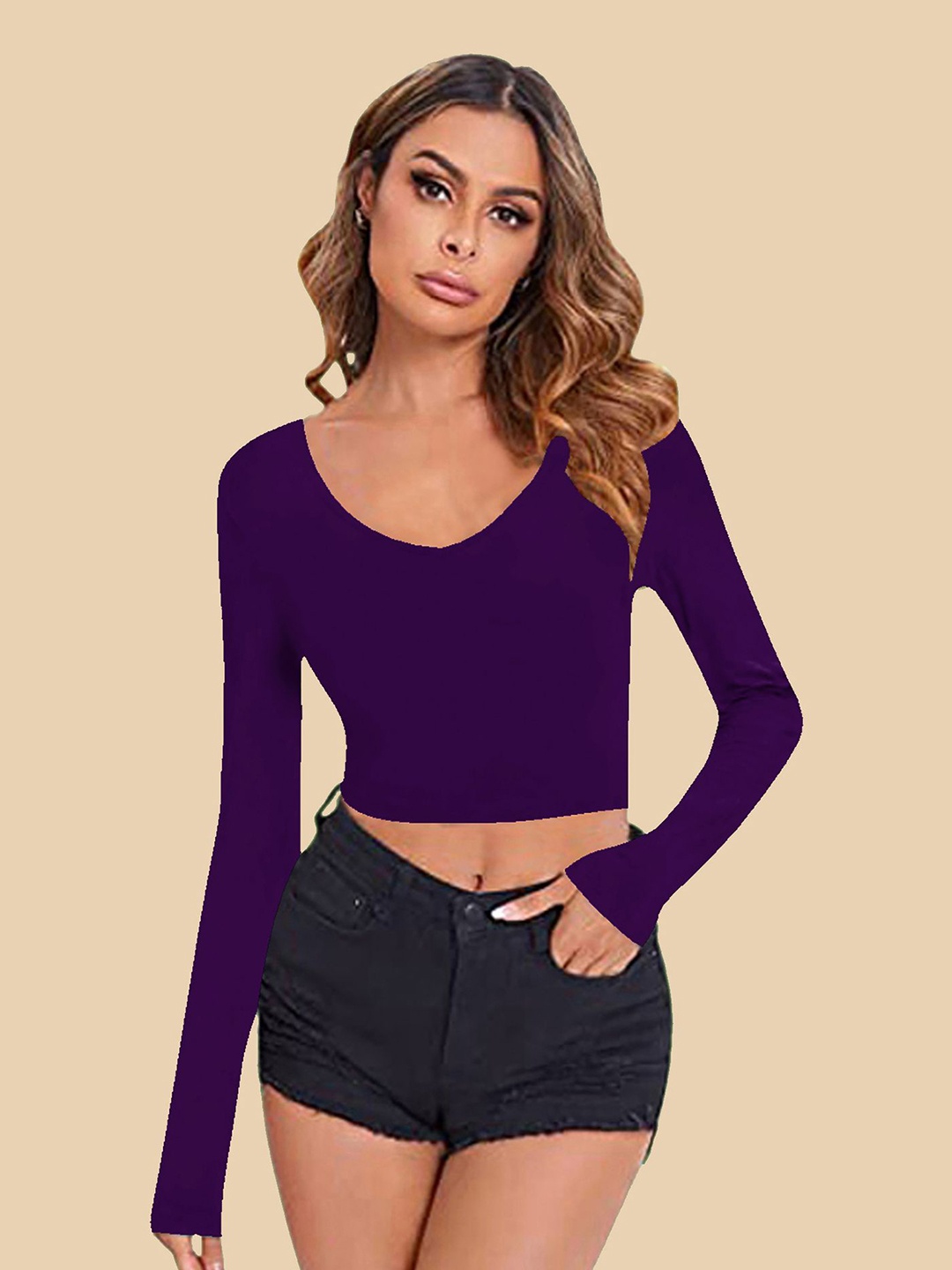 

Dream Beauty Fashion Women Fitted Crop Top, Purple