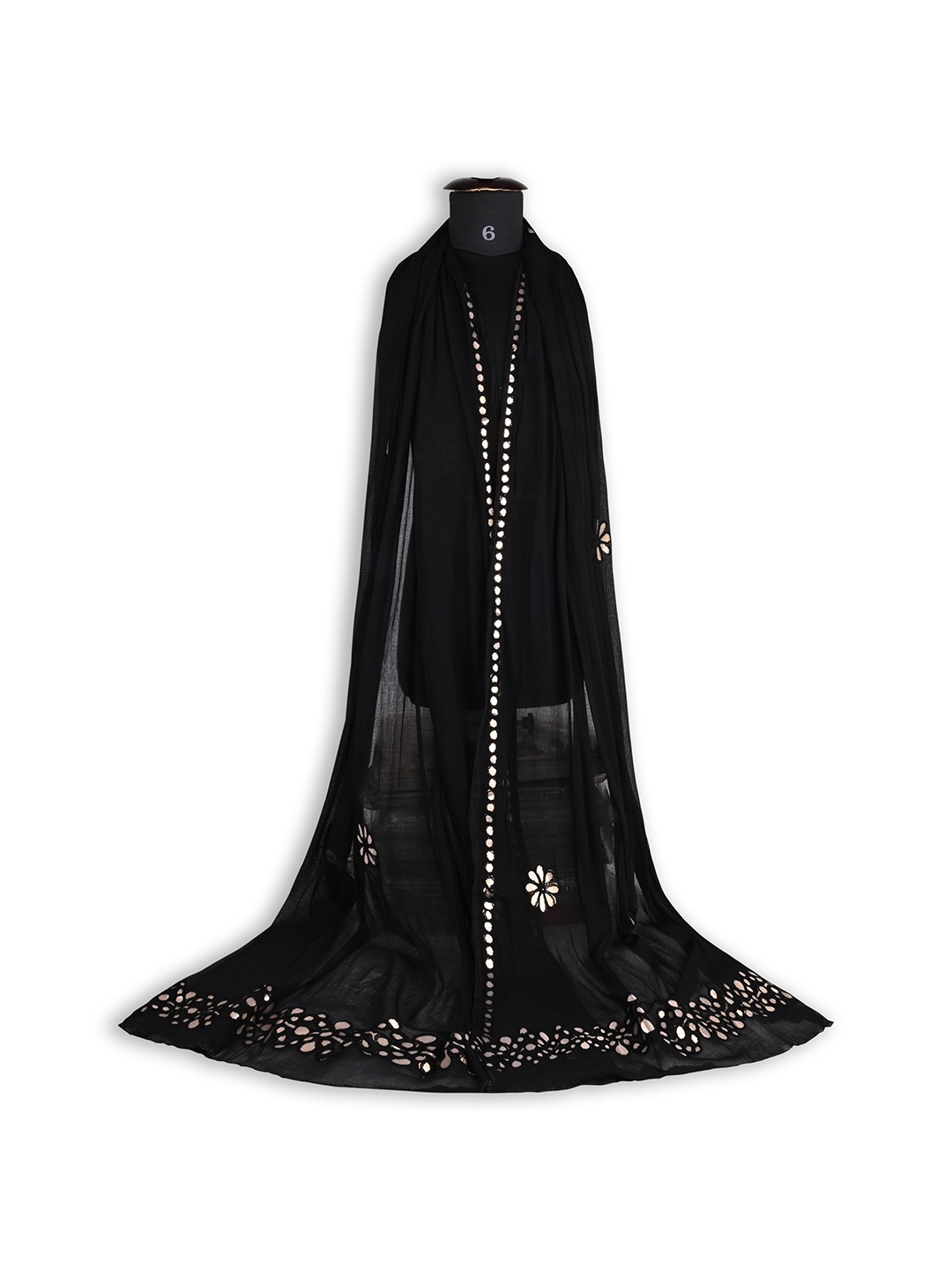 

Wish Karo Ethnic Motifs Colourblocked Dupatta with Mirror Work, Black