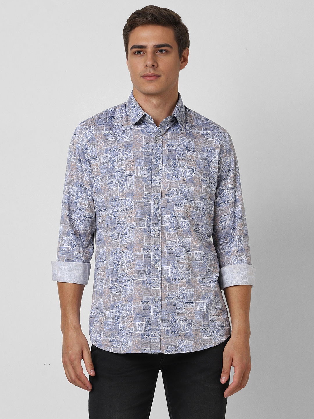 

Van Heusen Sport Men Slim Fit Floral Printed Casual Cotton Shirt, White