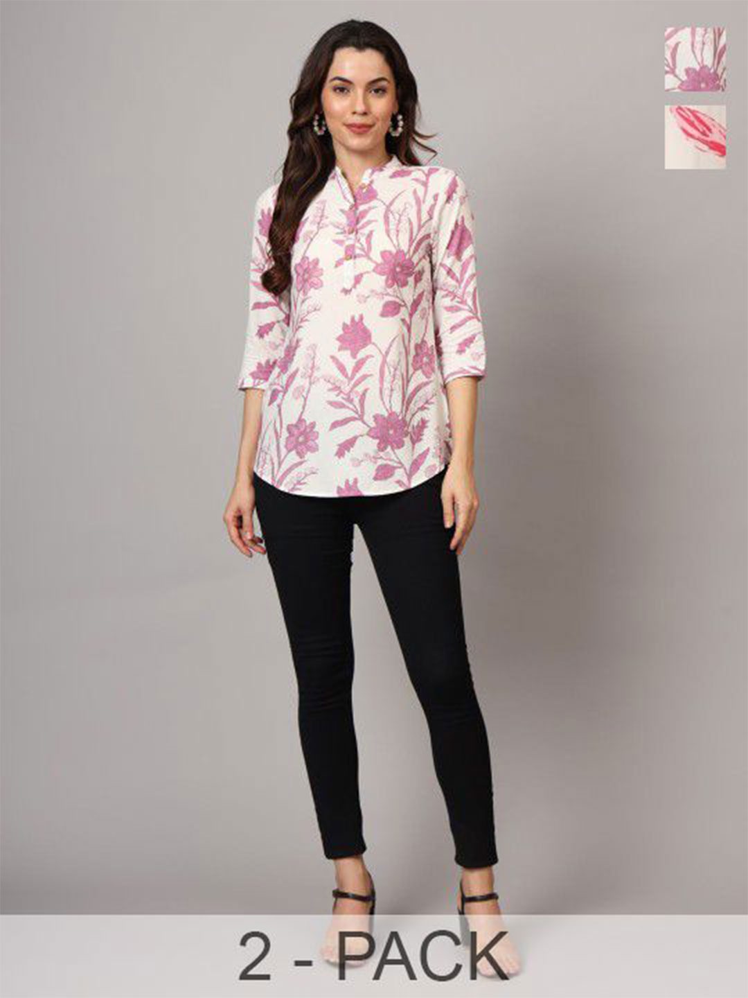 

Anouk Rustic Women Pack of 2 Floral Printed Kurti, White
