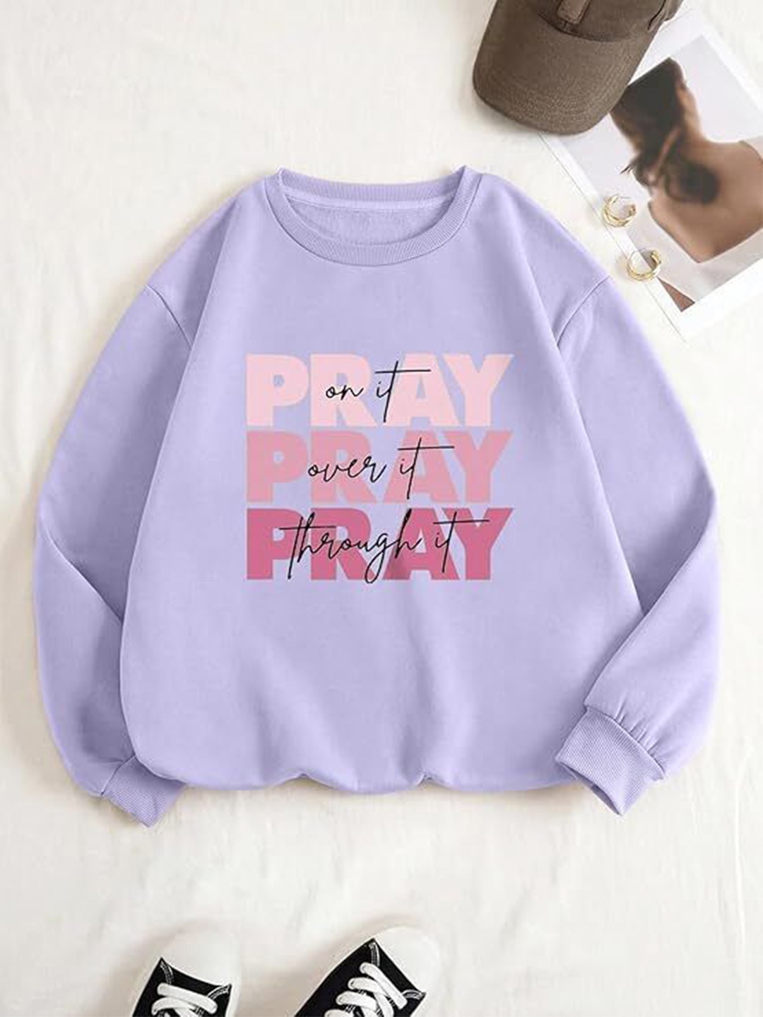 

KASHIAN Women Printed Sweatshirt, Lavender