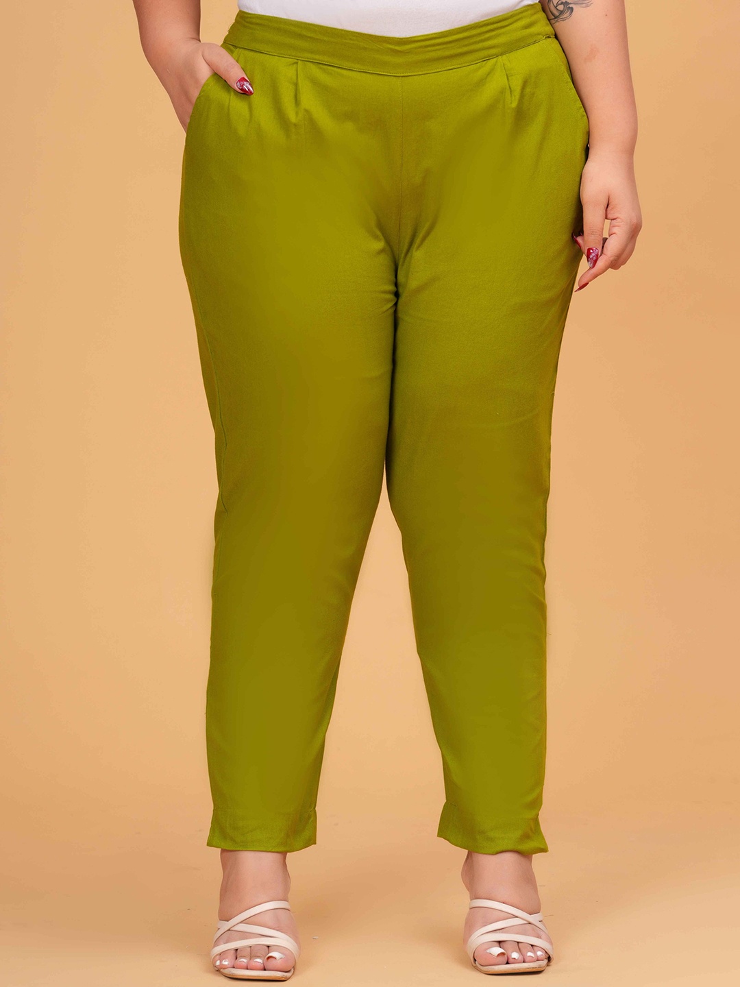 

JONAYA Women Plus Size Cotton Trouser, Olive