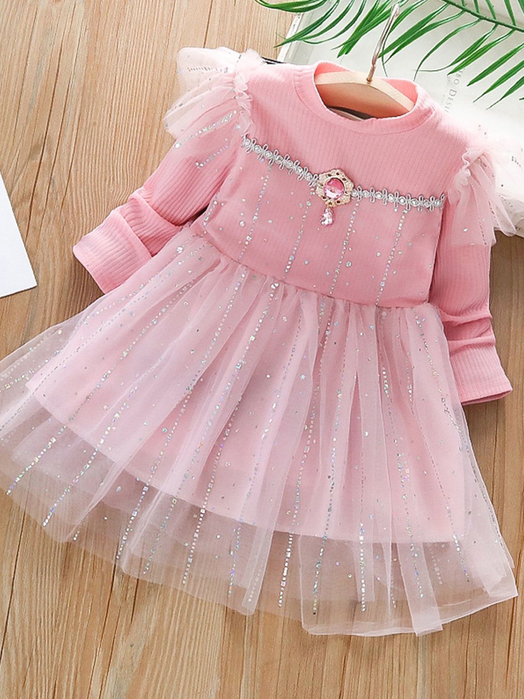 

YK Girls Fit & Flare Cotton Dress, Pink