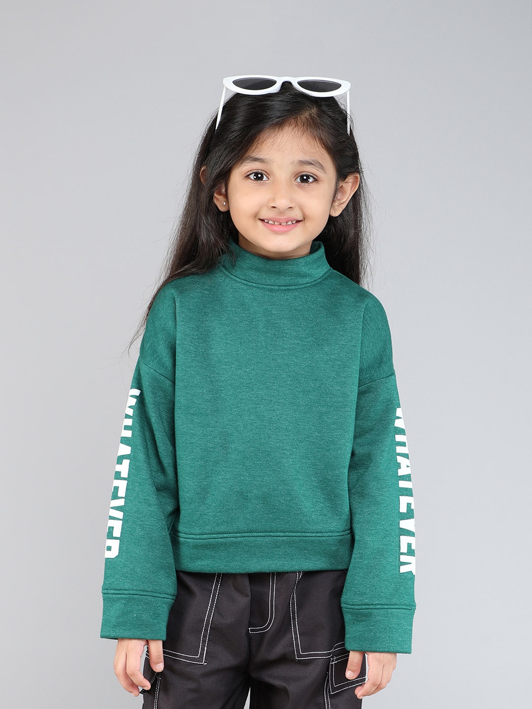 

taffykids Girls Printed Pullover Sweatshirt, Green