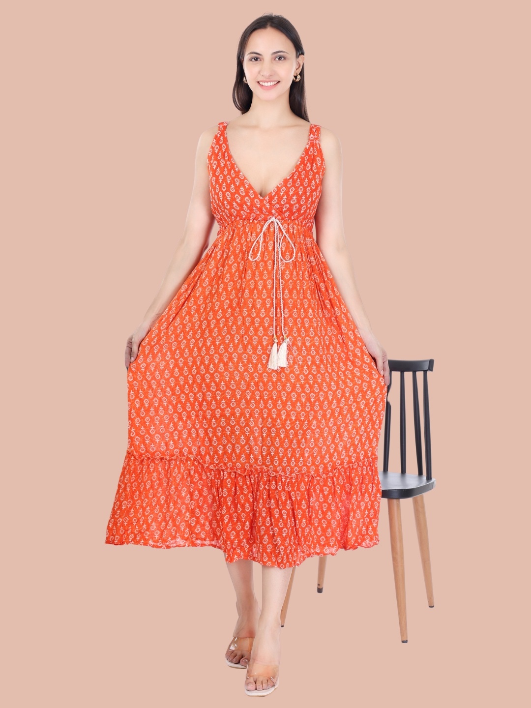 

Moda Rapido Floral Print Crepe Maxi Dress, Orange