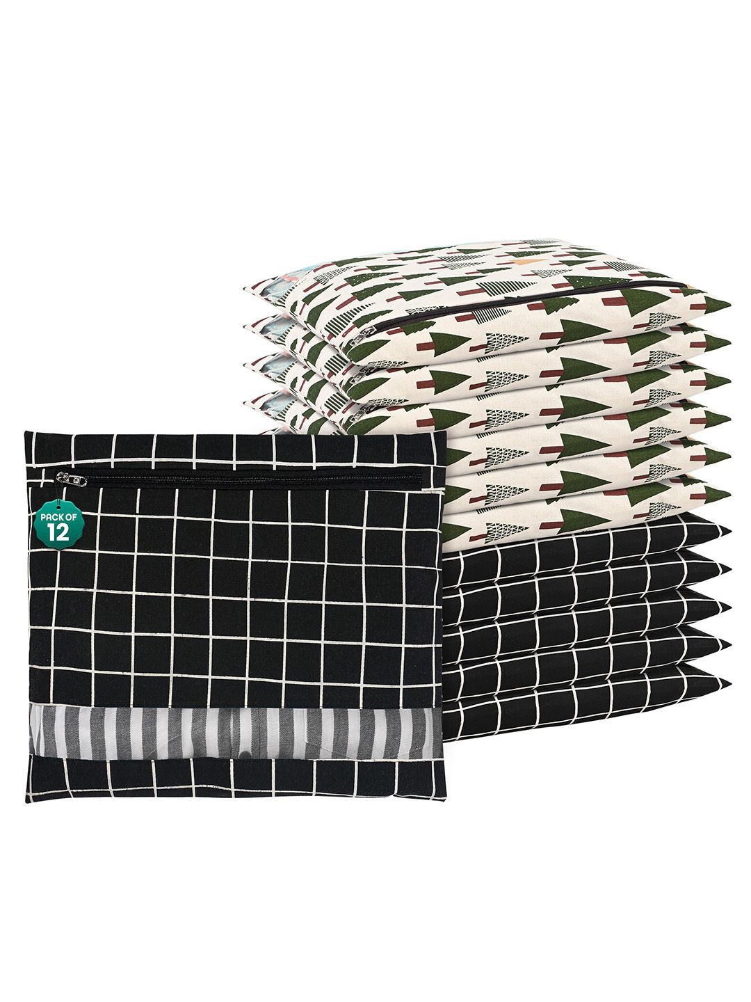 

Kuber Industries Black 12 Pcs Regular Clothes Storage Single Packing Bag Drawer Organiser