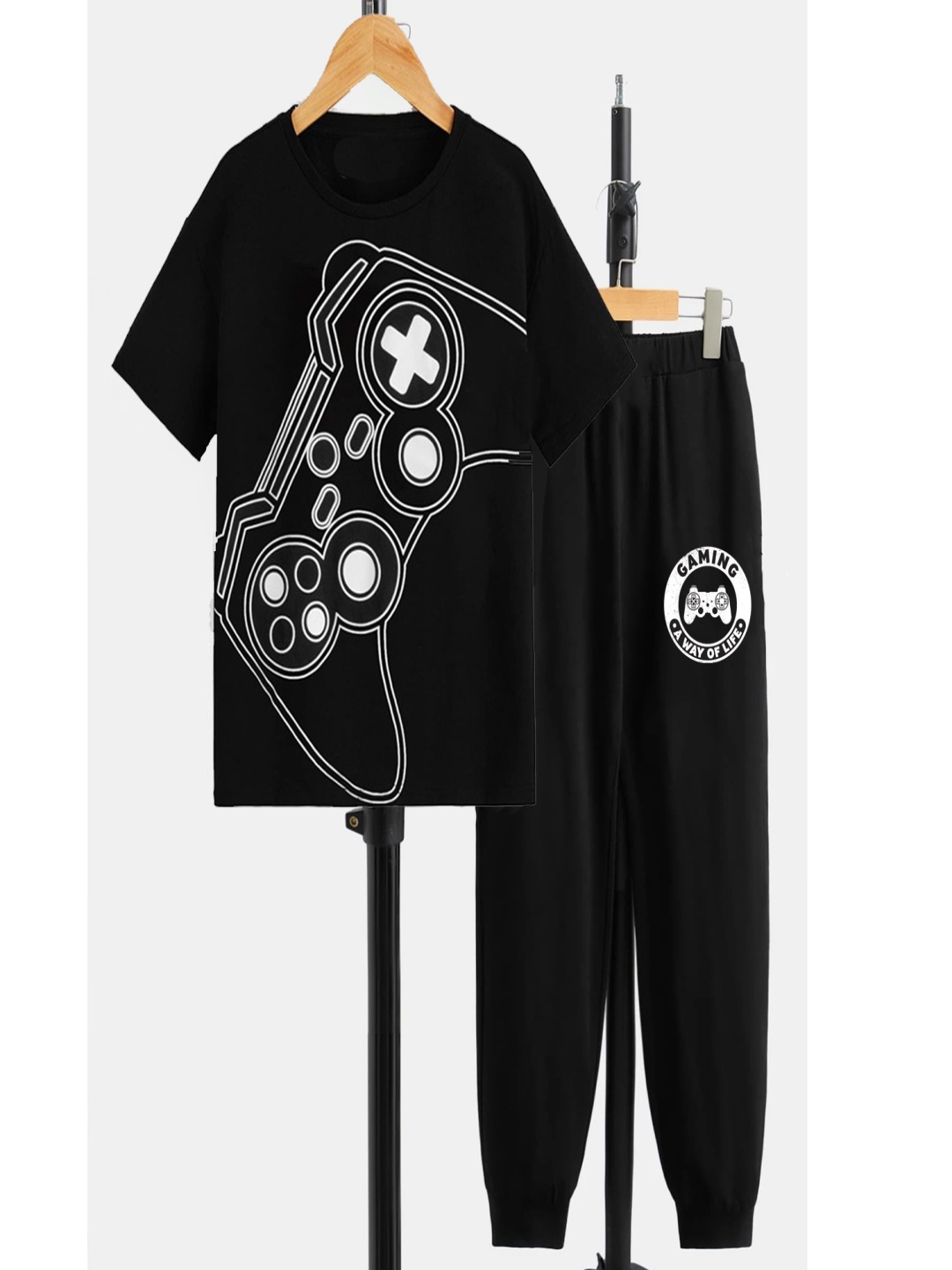 

BILLYBALL Unisex Kids Printed T-shirt with Trousers, Black