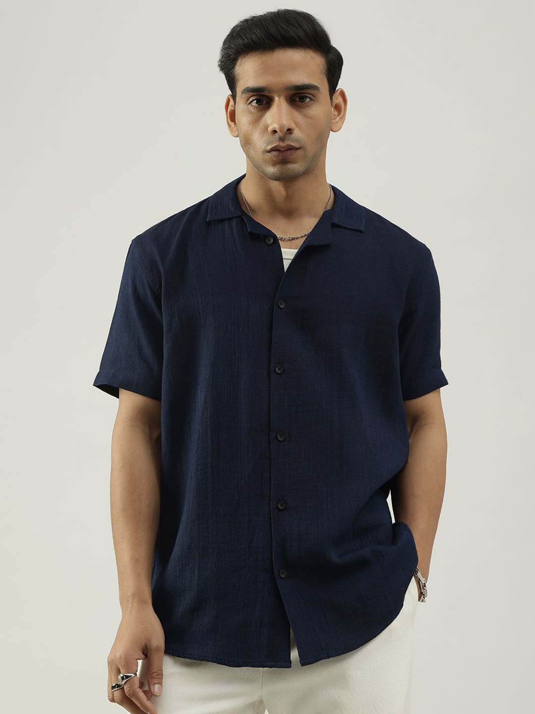 

Code 61 Men Standard Opaque Casual Shirt, Navy blue