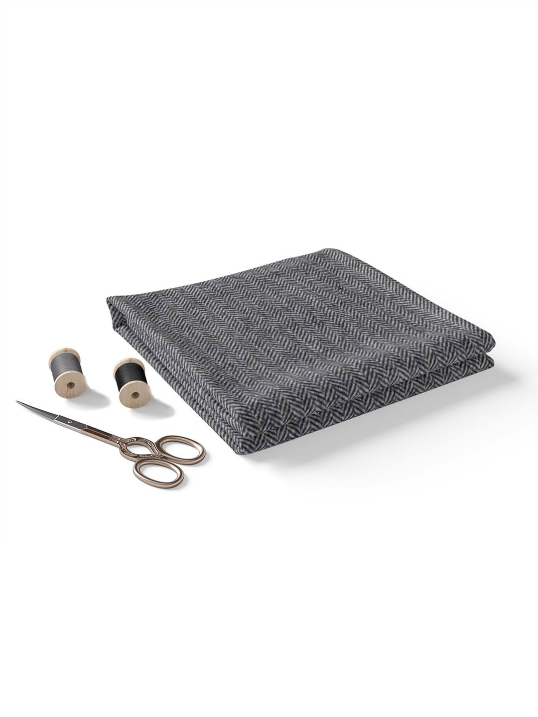 

Bigreams Men Wool Herringbone Tweed Suit Fabric, Grey